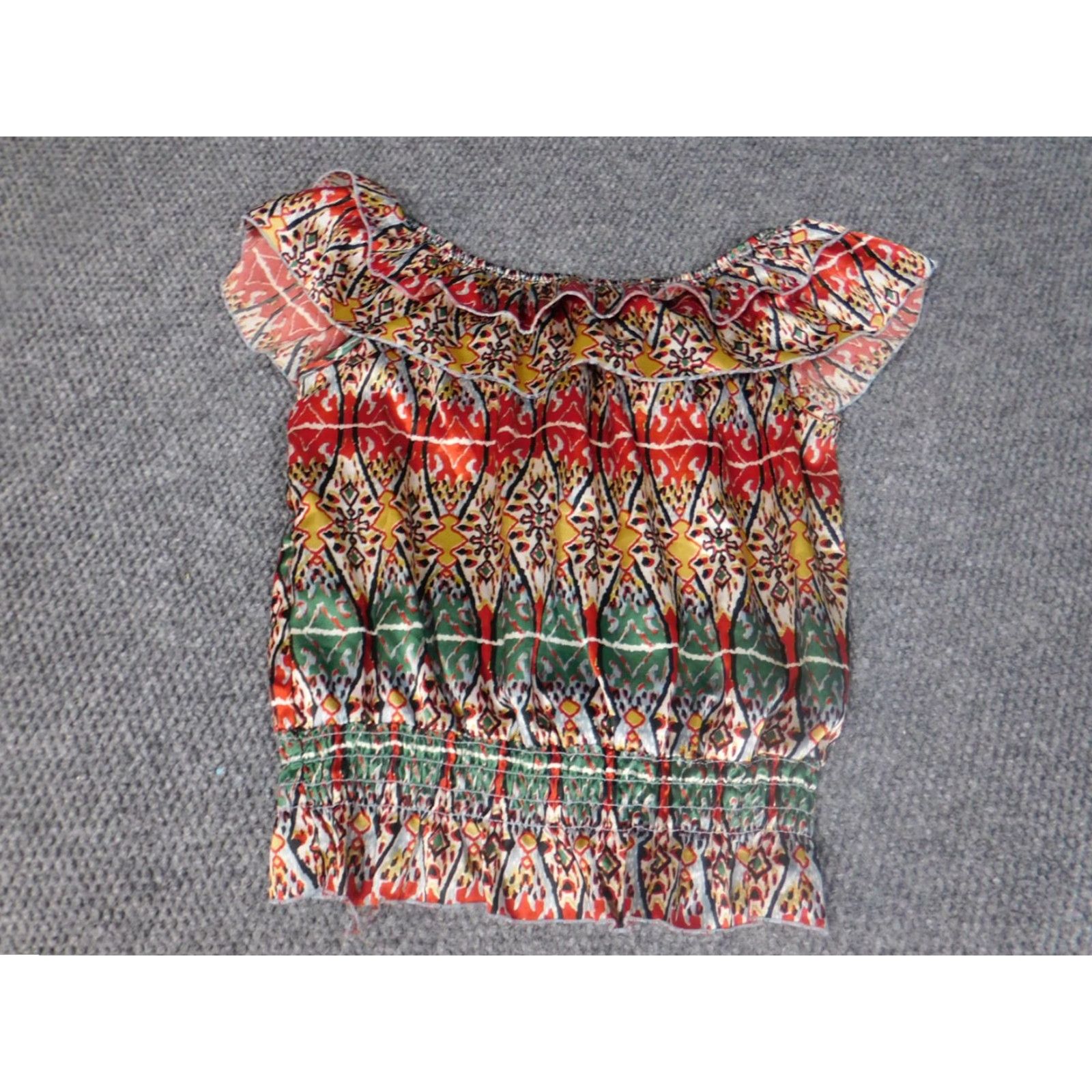 Vintage Paper Tee Blouse Womens Medium Red Sleeveless Crew Neck Cap Sleeve Casual Stretch Size M / US 6-8 / IT 42-44 - 7 Thumbnail