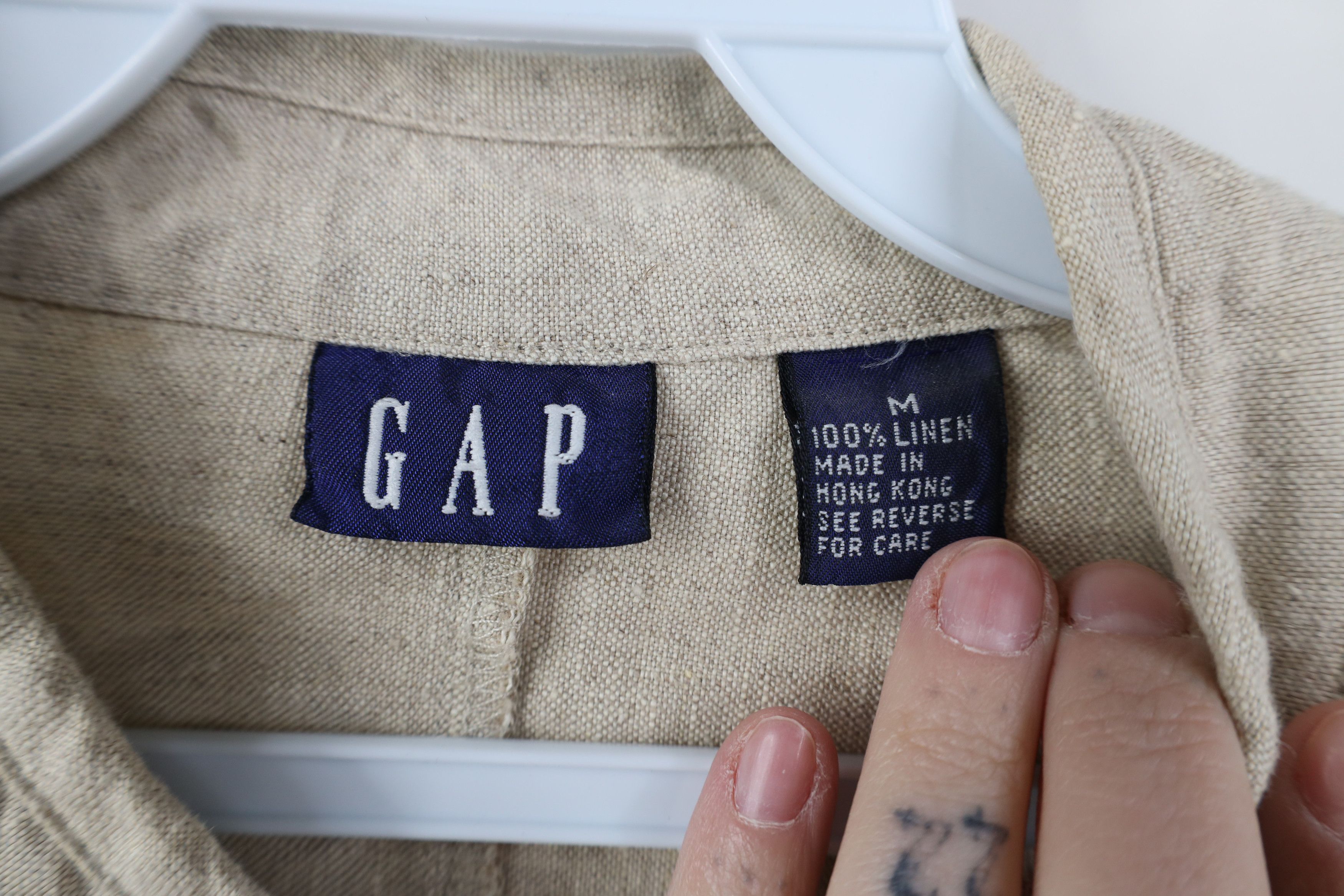 Gap Vintage 90s Gap Linen Button Pocket Jacket Oatmeal Brown Size M / US 6-8 / IT 42-44 - 4 Thumbnail