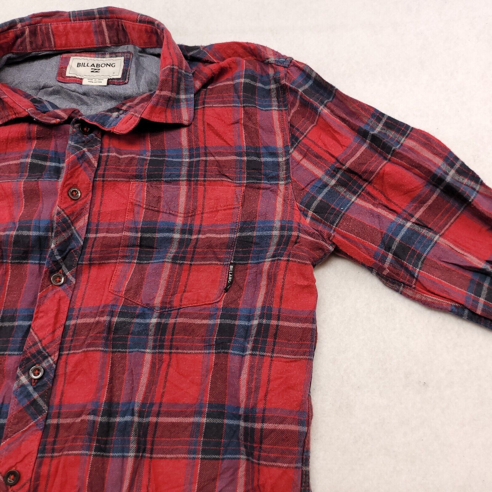 Billabong Billabong Tartan Flannel Shirt Mens Size Small S Red Blue Size US S / EU 44-46 / 1 - 4 Thumbnail