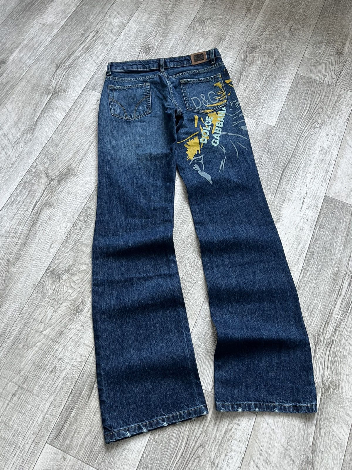 Dolce & Gabbana NEW! Crazy Vintage Dolce Gabbana Big Logo Flared Y2k Jeans Size 29" - 5 Thumbnail