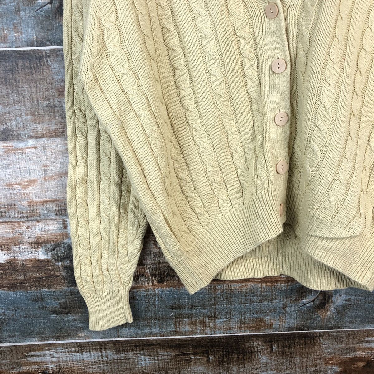 Vintage DLL Rama japan vintage Yellow Cardigan Knitwear #C046 Size US L / EU 52-54 / 3 - 7 Thumbnail