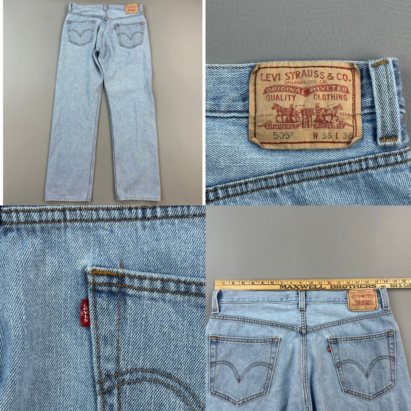 Levi's VINTAGE Levi's 505 Jeans Mens 36x36 36x33 Light Wash Regular Straight Fit Y2K Jeans Mens Size US 36 / EU 52 - 8 Thumbnail
