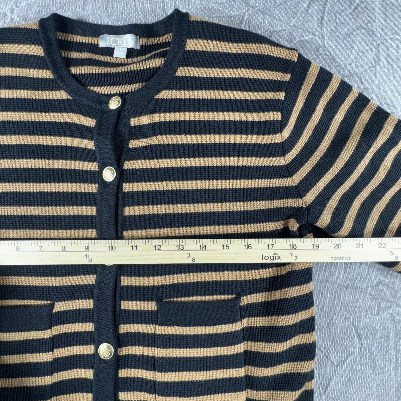 J.Crew J-Crew Sweater Women's S Black Tan Striped 2024 Cotton Size S / US 4 / IT 40 - 4 Thumbnail