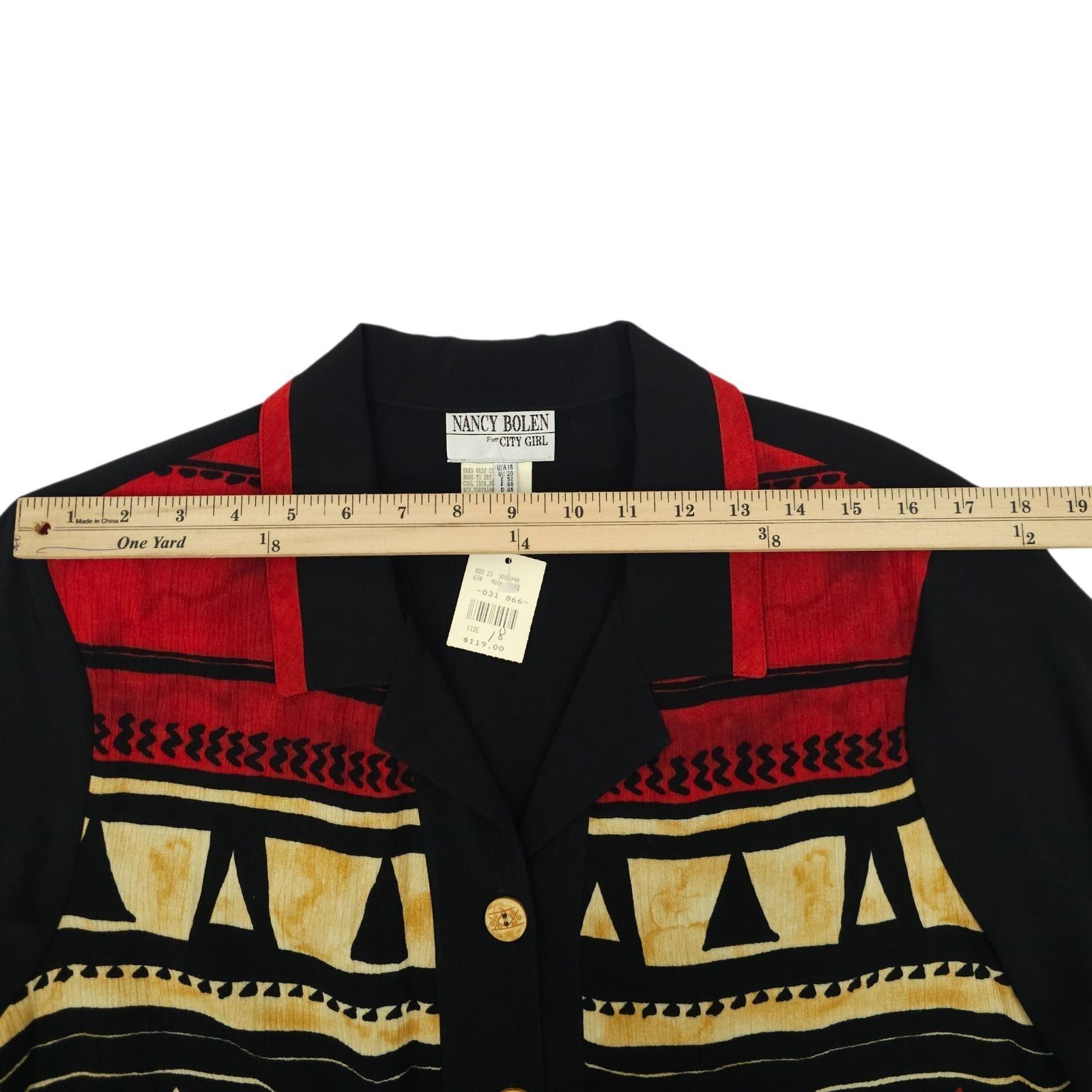 Other Nancy Bolen City Girl Shirt 18 Geo Vintage 90s Tribal Print Size XXL / US 16-18 / IT 52-54 - 4 Thumbnail