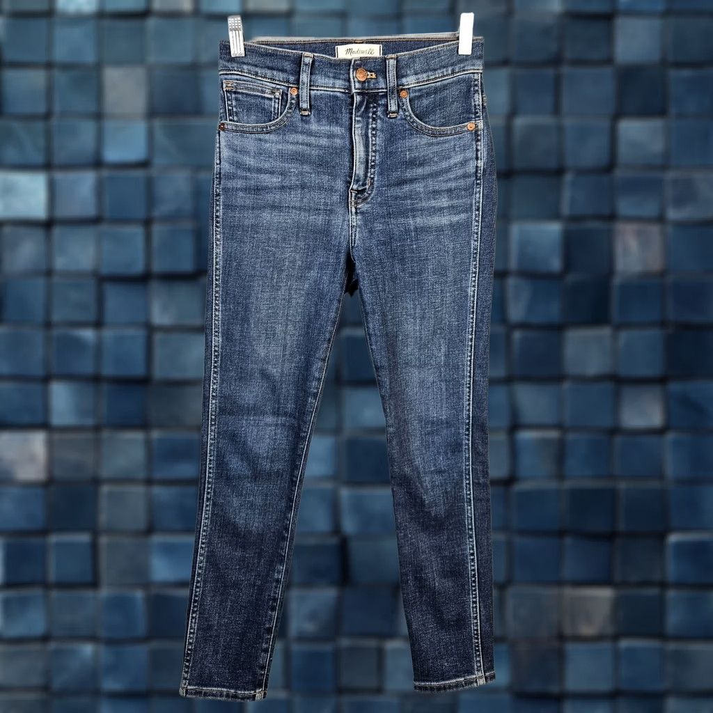 Madewell Madewell Jeans 25 Petite 10" High Rise Skinny Five Pockets Blue Denim Vintage No Size 42" / US 20 - 1 Thumbnail