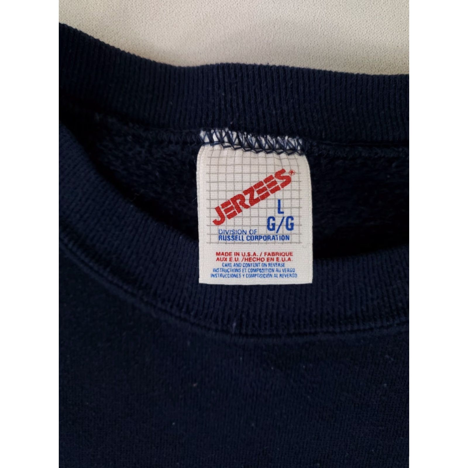 Jerzees VINTAGE Jerzees Sweatshirt Blue Made USA Long Sleeve Mens L VTG 90s Pinhole Blank Pullover Shirt Mens Size US L / EU 52-54 / 3 - 2 Thumbnail