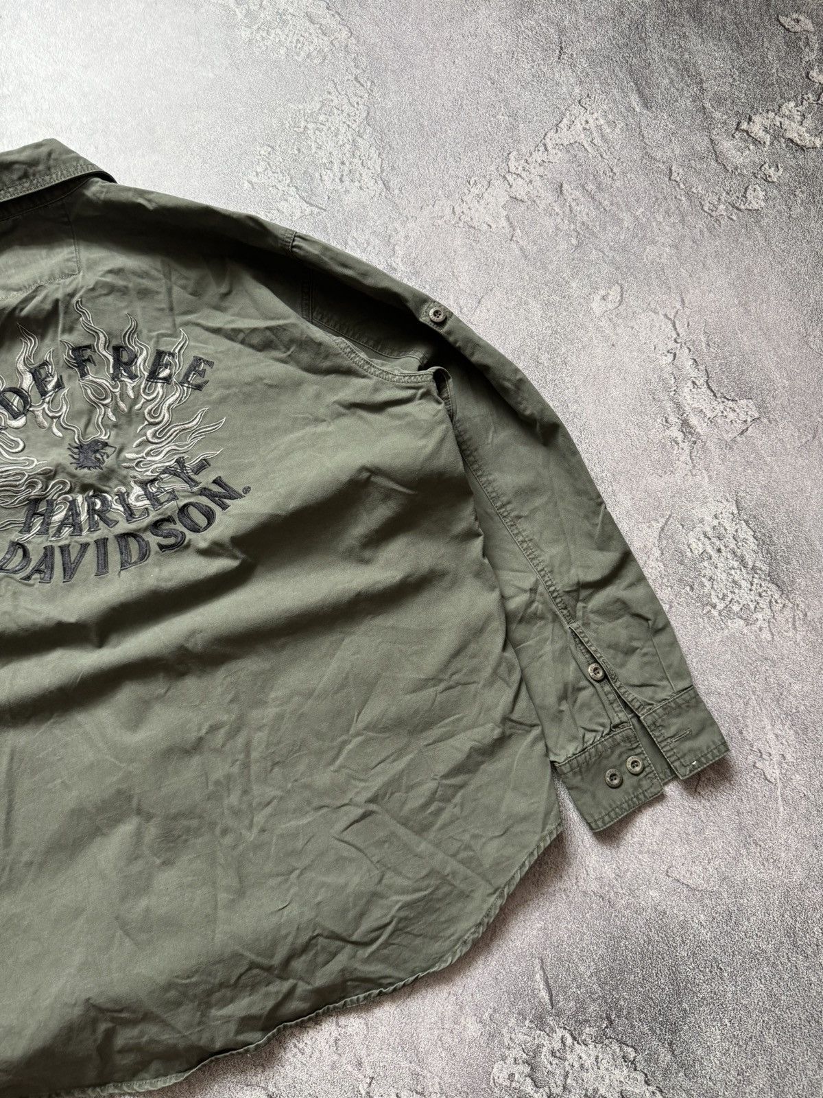 Harley Davidson × Vintage Harley Davidson XL logo ride free shirt button up long sleev Size US XL / EU 56 / 4 - 7 Thumbnail