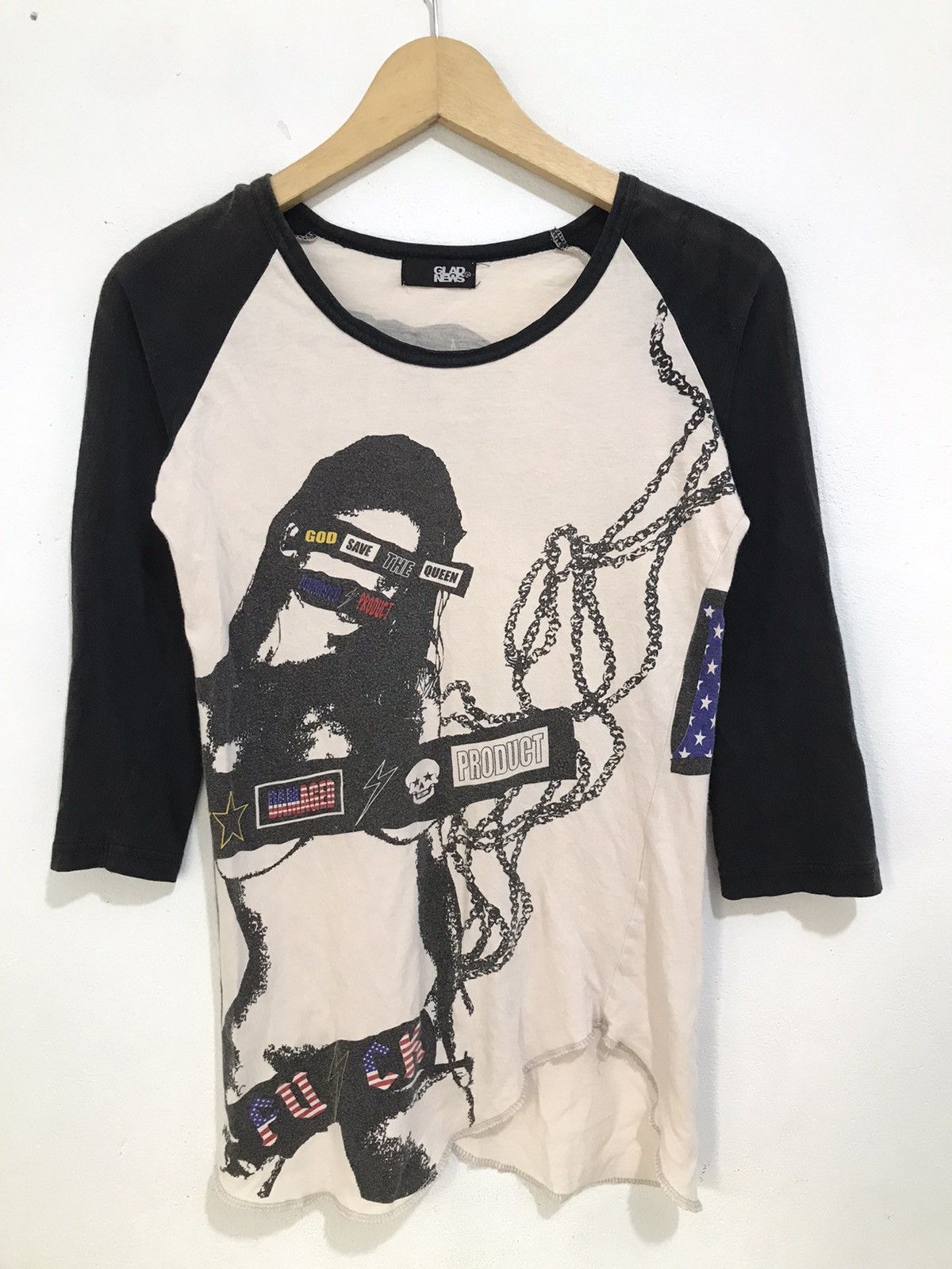 image of Beauty Beast x Hysteric Glamour Save The Queen Rock Tshirt Japanese Glad News in Black (Size Small)