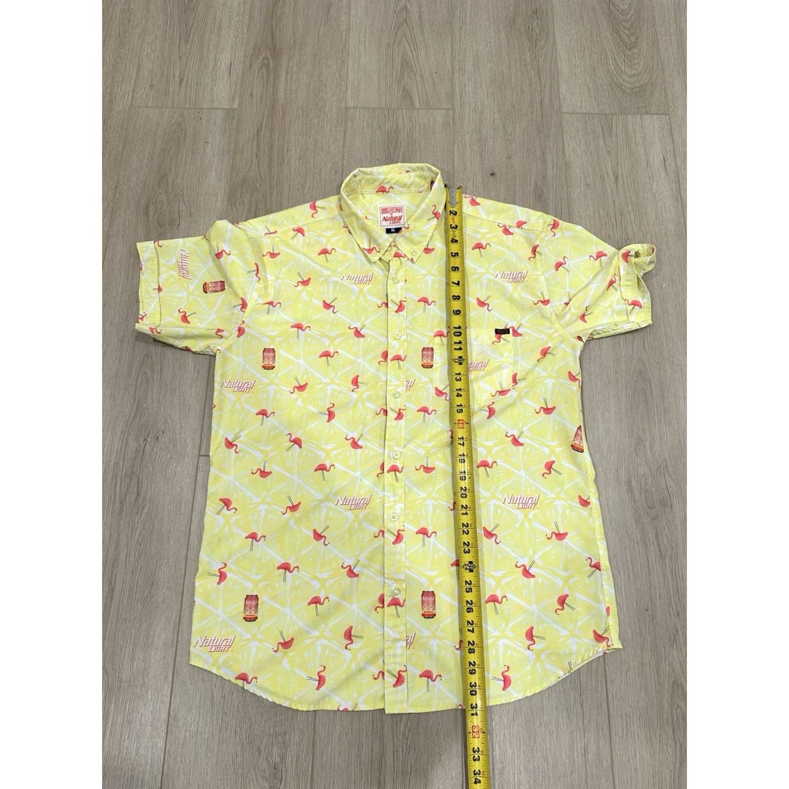 Pinko RSVLTS x Natural Light Shirt Mens XL Yellow Pink Short Sleeve Button Down Size US XL / EU 56 / 4 - 8 Thumbnail