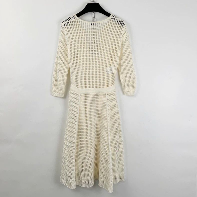 Dior Beige two-piece hollow knitted dress