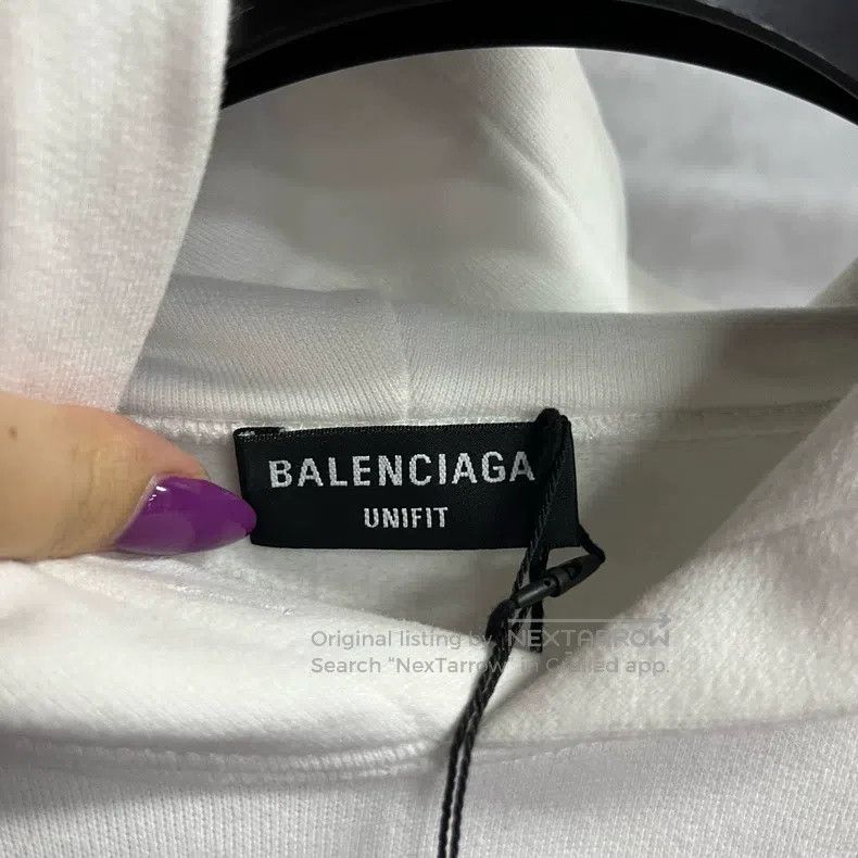 Balenciaga Balenciaga White Letter Logo Sticker Hooded Loose Long Sle Size US XS / EU 42 / 0 - 2 Thumbnail