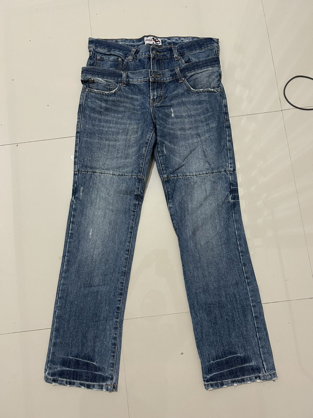 Japanese Brand × Jungles × Vintage Vintage Jungle Storm Double Waist Denim Jeans Size US 34 / EU 50 - 1 Thumbnail