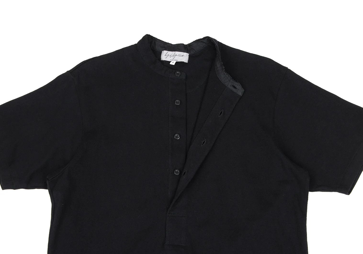 Yohji Yamamoto Yohji Yamamoto Cotton Cut Hem Henley Neck T-Shirt Size US L / EU 52-54 / 3 - 5 Thumbnail