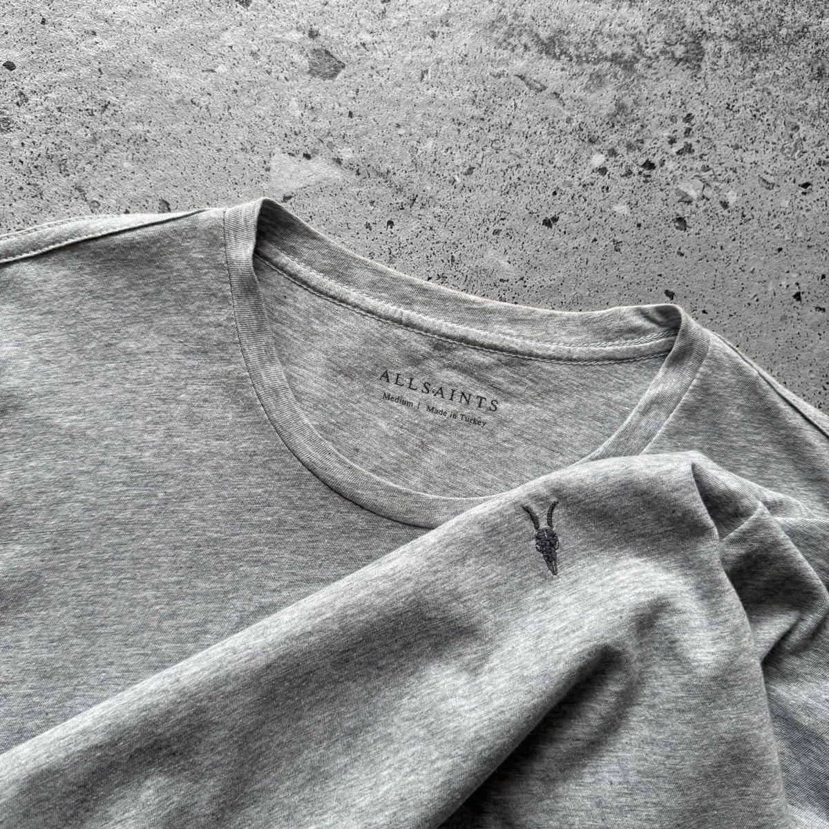 Allsaints AllSaints Mens Grey T-Shirt Ramskull Logo Minimalist Casual Size US M / EU 48-50 / 2 - 4 Thumbnail