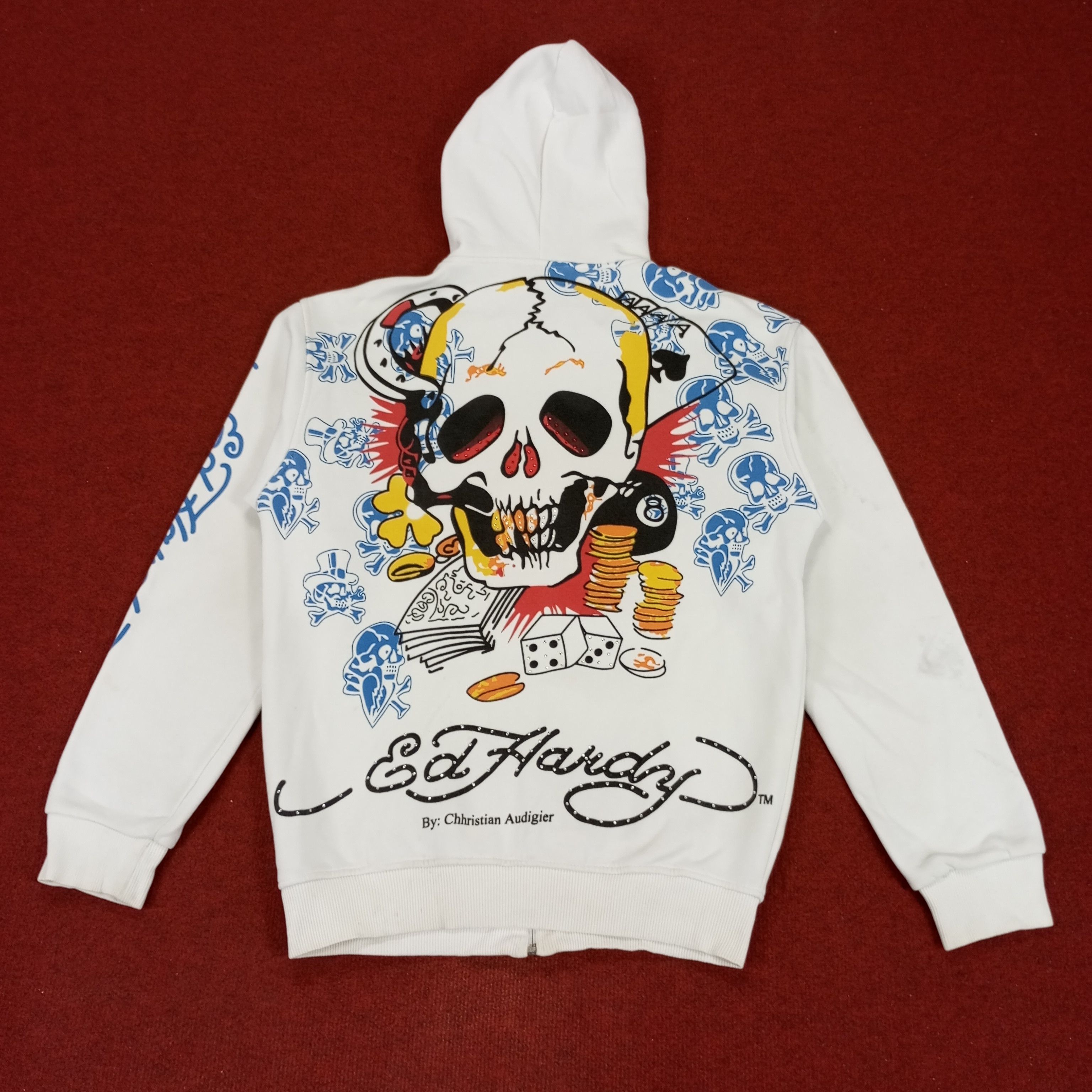 Christian Audigier Ed Hardy Fashion Skull Design Rock Punk Style Zipper Hoodies Size US M / EU 48-50 / 2 - 1 Thumbnail