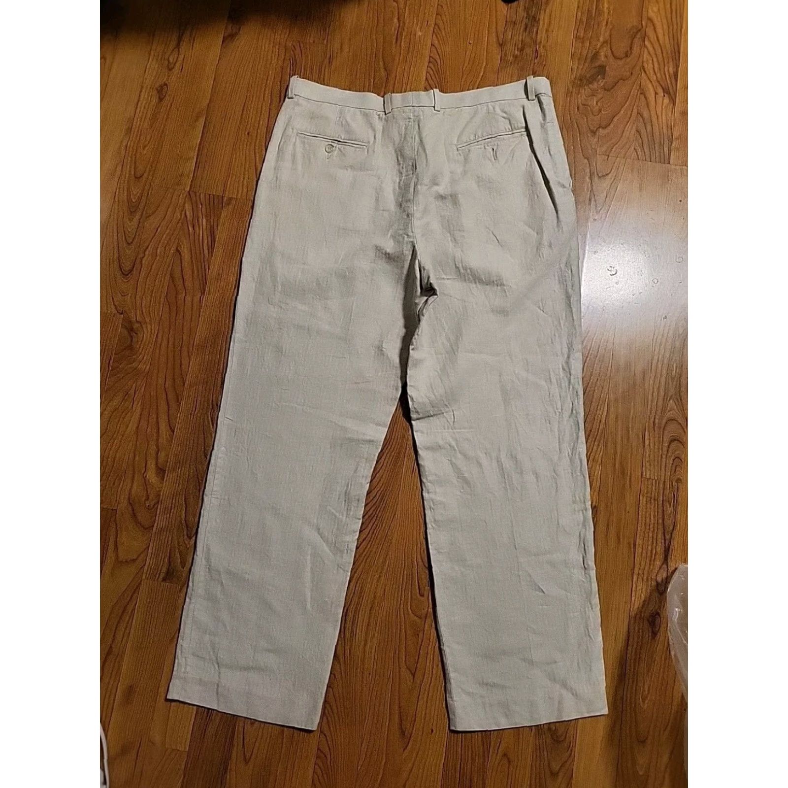 Perry Ellis Perry Ellis Linen Blend Herringbone Wide-Leg Pants Men 38 Regular Beige Natural Nature 90s? Size US 38 / EU 54 - 6 Thumbnail