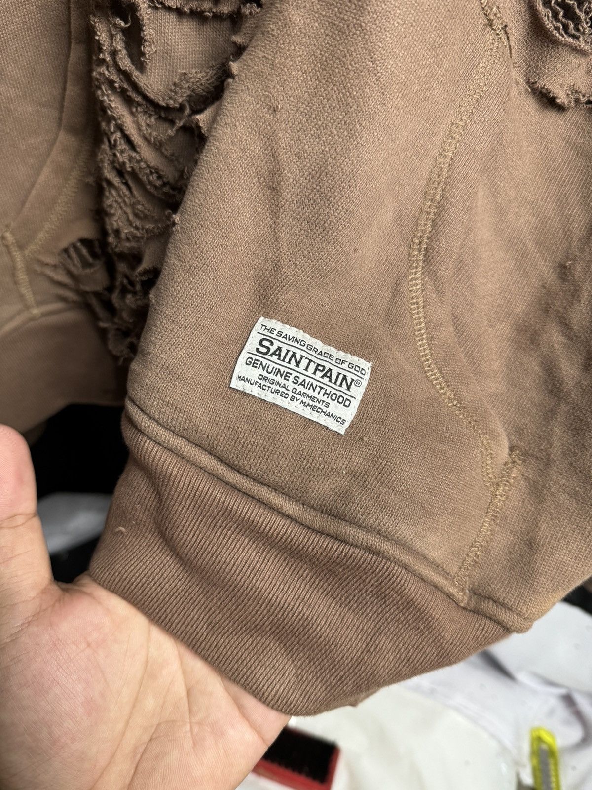 If Six Was Nine × Japanese Brand × Le Grande Bleu (L.G.B.) Brown Hoodie Crazy Distressed Hoodie by Saint Pain Size US L / EU 52-54 / 3 - 6 Thumbnail