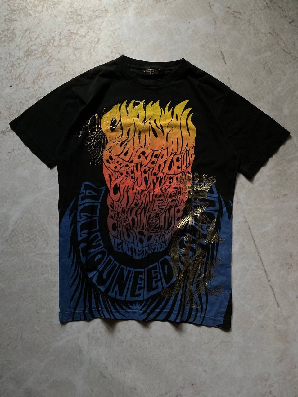 Christian Audigier × Ed Hardy × Vintage Vintage Christian Audigier Ed Hardy Over Print Y2K T Shirt Size US M / EU 48-50 / 2 - 1 Thumbnail