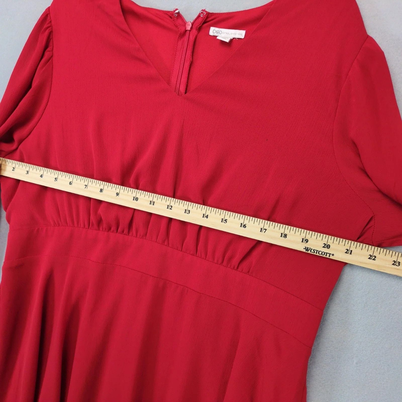 Other Cato Red Layered Midi Dress Size 16W Long Sheer Puff Sleeves Size XXL / US 16-18 / IT 52-54 - 5 Thumbnail