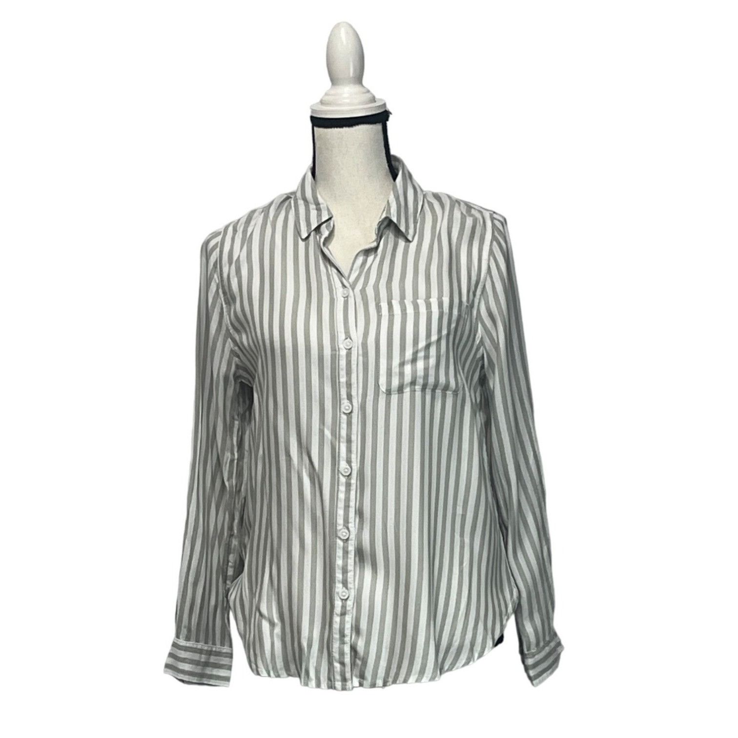 Other Beach Lounge Women’s Tinji Stripe Shirt in Green Moss, Sz. S Size S / US 4 / IT 40 - 2 Thumbnail