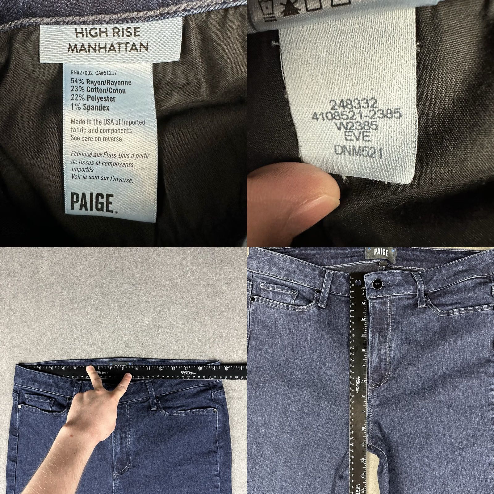 Paige Paige Jeans Womens 32 Blue Denim High Rise Manhattan Eve Bootcut Jeans Size 24" / US 00 / IT 34 - 8 Thumbnail