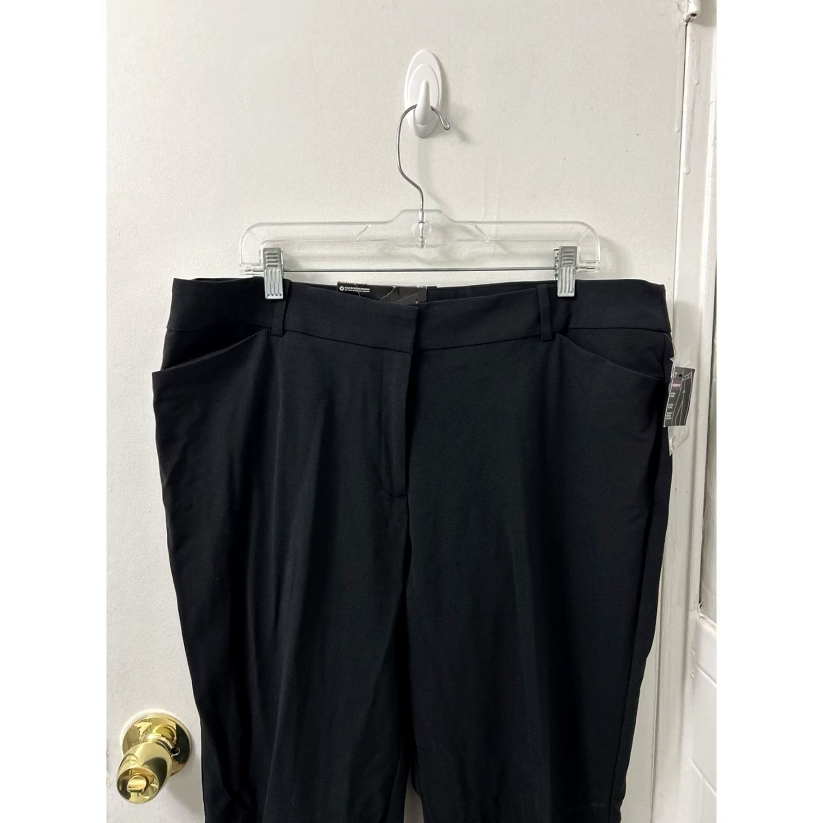George George Modern Pants Womens Black Size 18 L32 Straight Fit NWT Dress Pants Easy Care Zipper Trousers Size 40" / US 18 - 7 Thumbnail