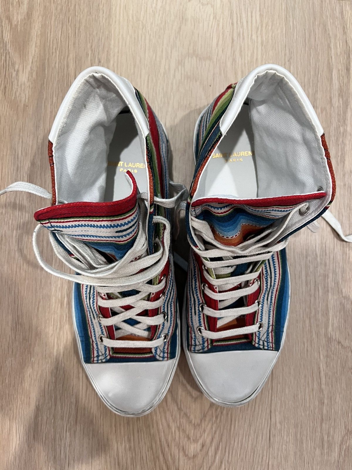 Saint Laurent Paris Multicolor Hi-Top Saint Laurent Sneakers Size US 8 / EU 41 - 8 Thumbnail