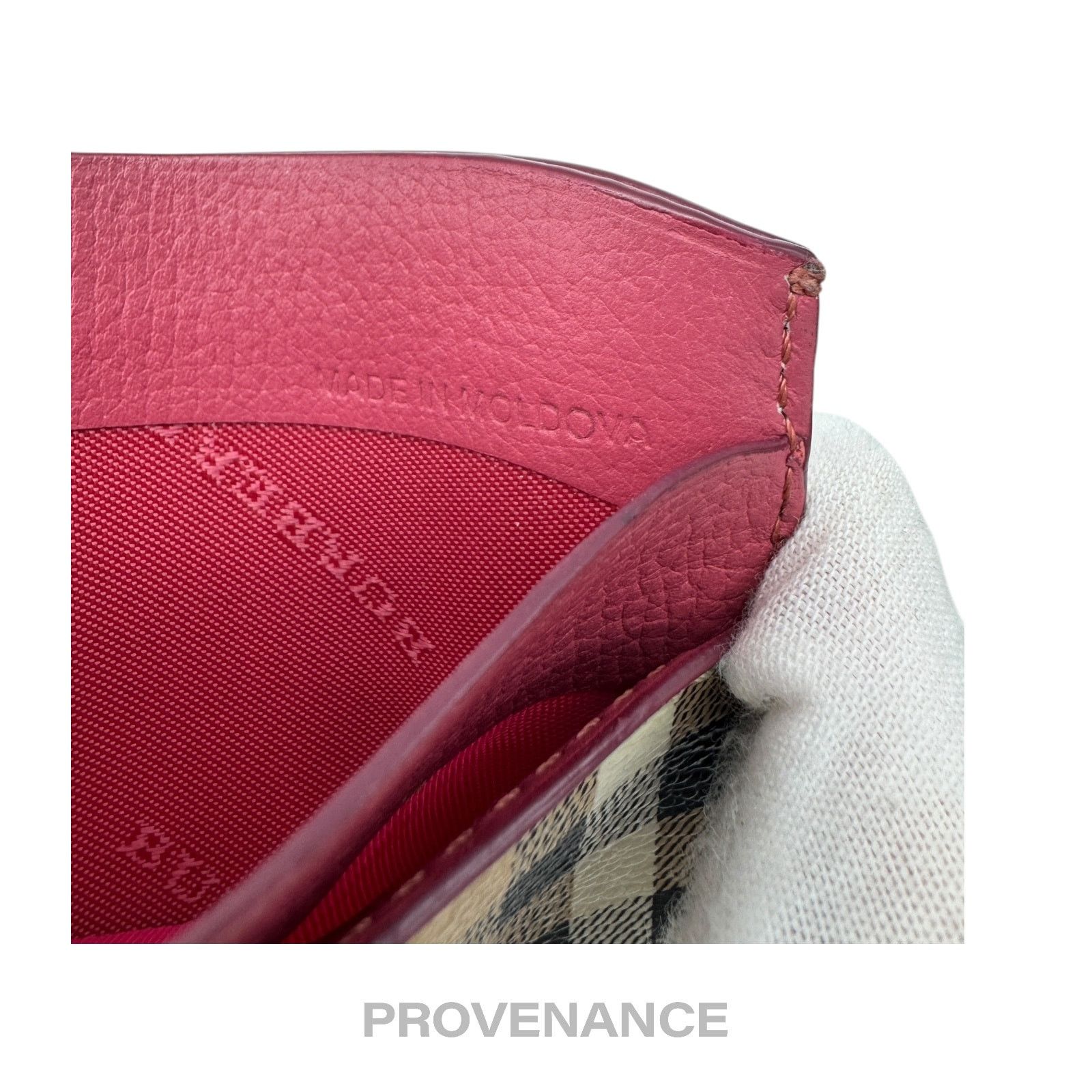 Burberry 🔴 Burberry Card Holder Wallet - Haymarket Check Pink Size ONE SIZE - 6 Thumbnail