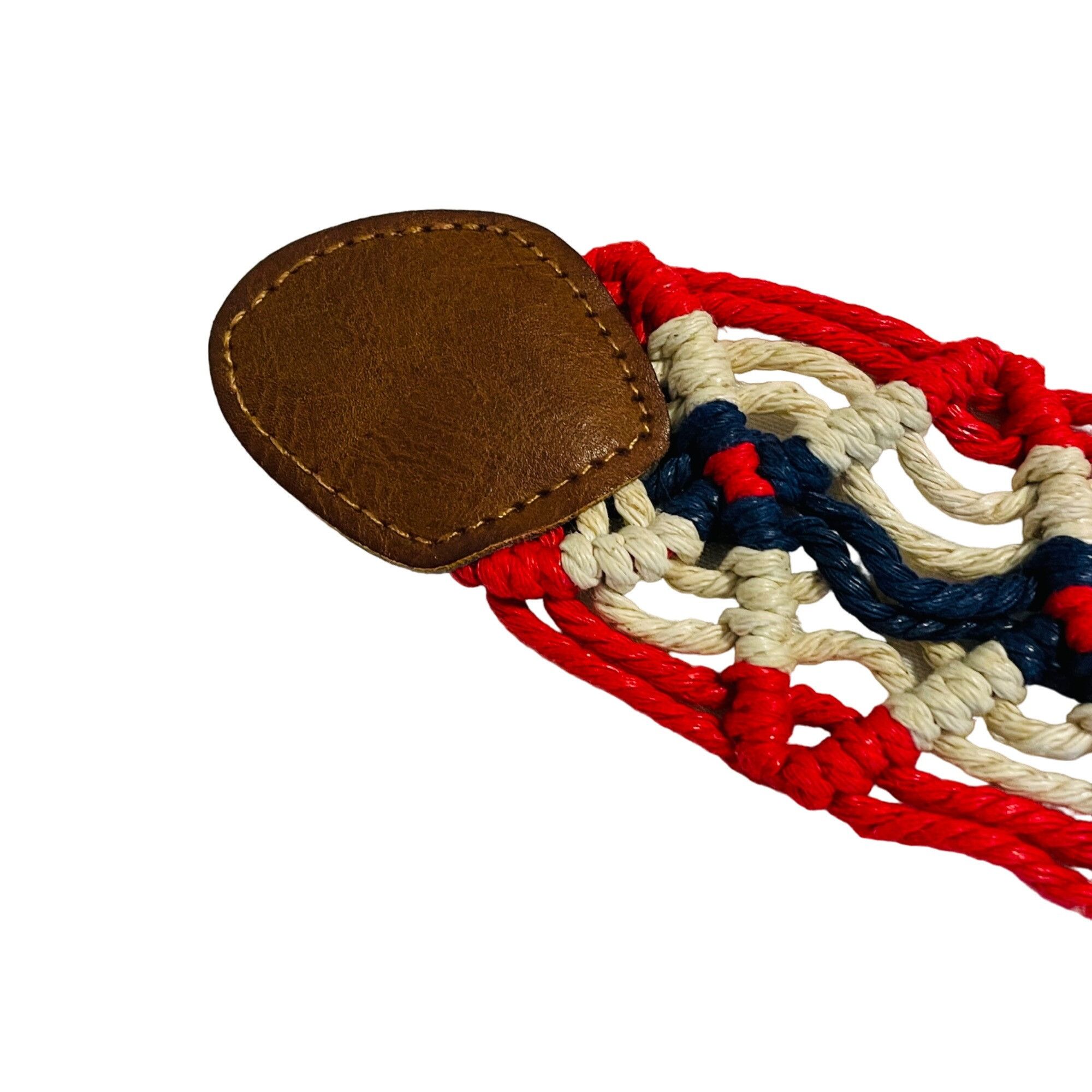 Vintage Vintage Woven Belt W/ Faux Leather Accents & D-Ring Buckle - Size ONE SIZE - 5 Thumbnail