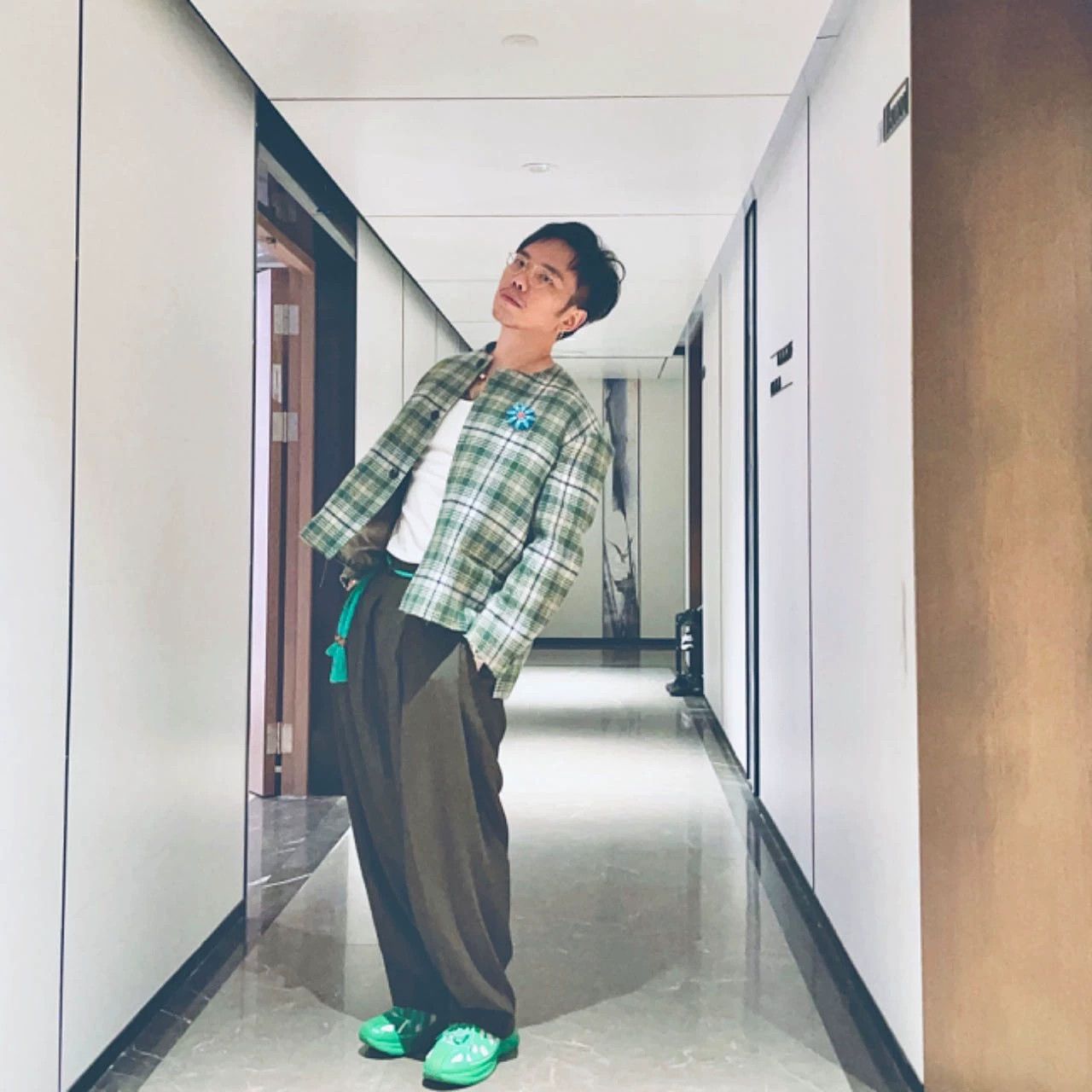 Other kreepé green check collarless tassel Japan jacket Size US M / EU 48-50 / 2 - 1 Thumbnail