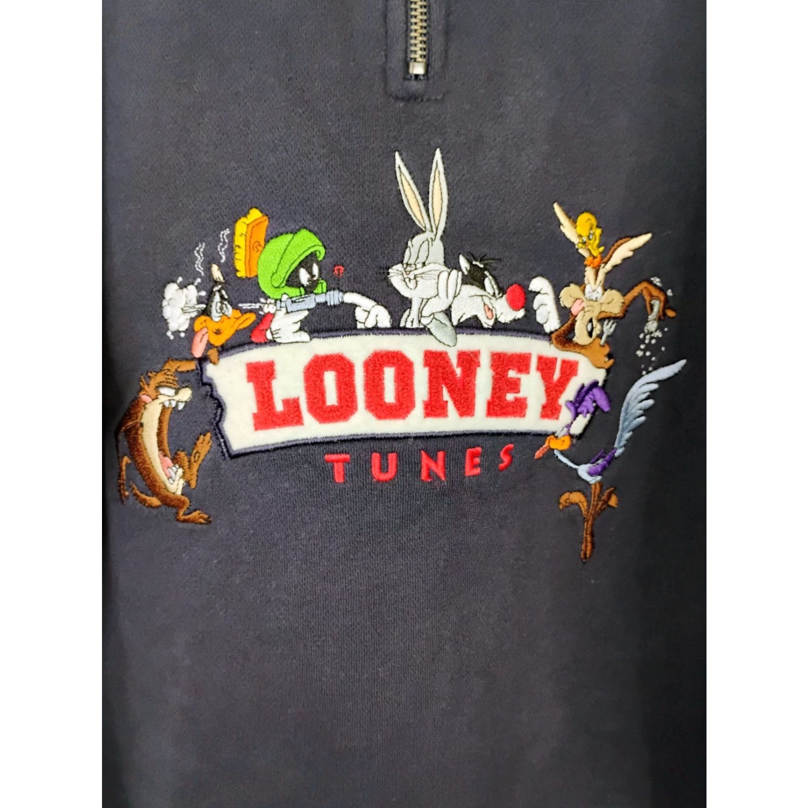Vintage VINTAGE Warner Bros Looney Tunes 1/4 Zip Sweatshirt Embroidered Large Blue Unisex Adults L Sweatshirt Size US L / EU 52-54 / 3 - 2 Thumbnail