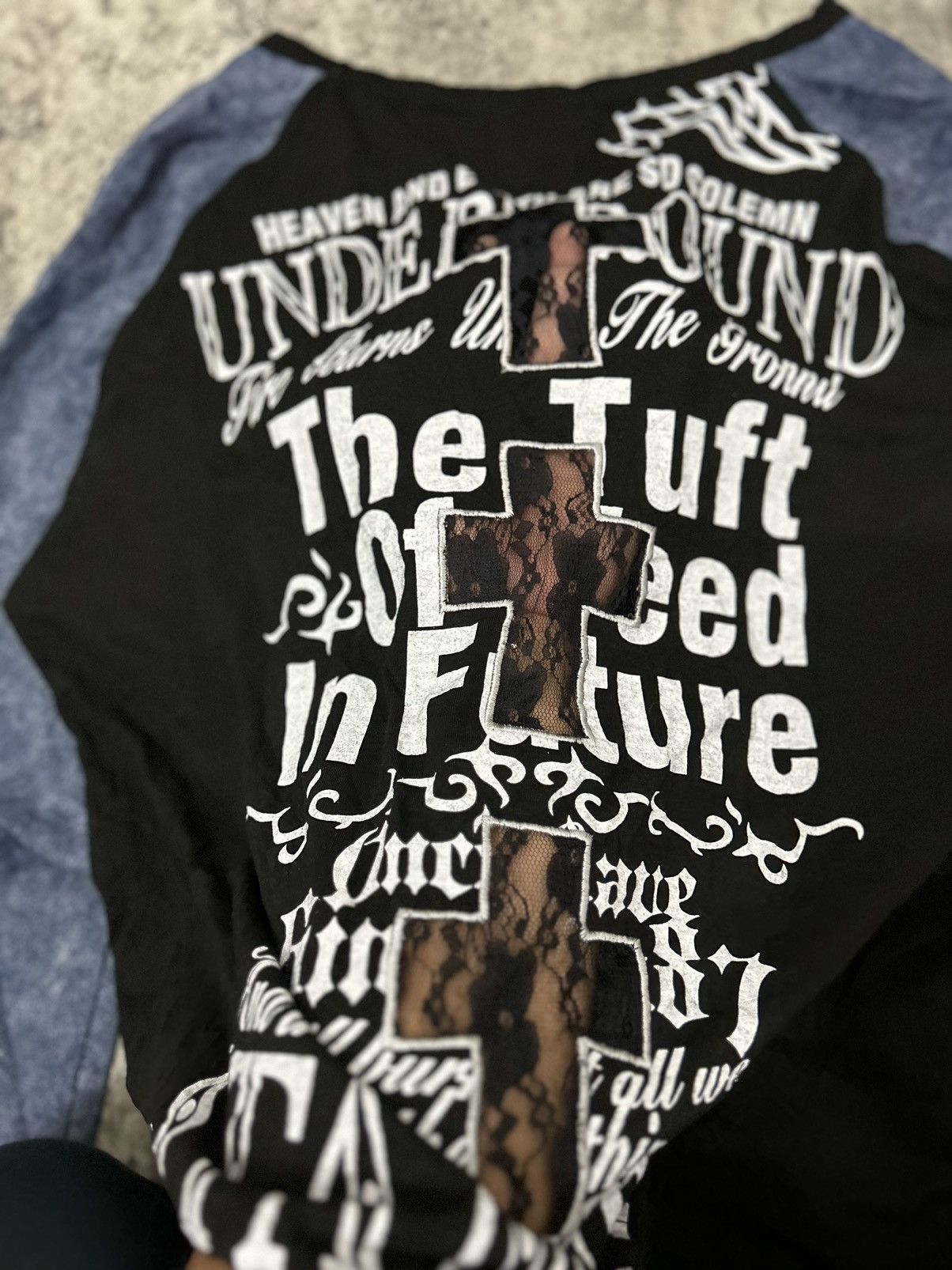 If Six Was Nine × Japanese Brand × Le Grande Bleu (L.G.B.) MKR Japan Skull Mesh Cross Back Design Long Sleeve Tshirt Size US M / EU 48-50 / 2 - 2 Thumbnail