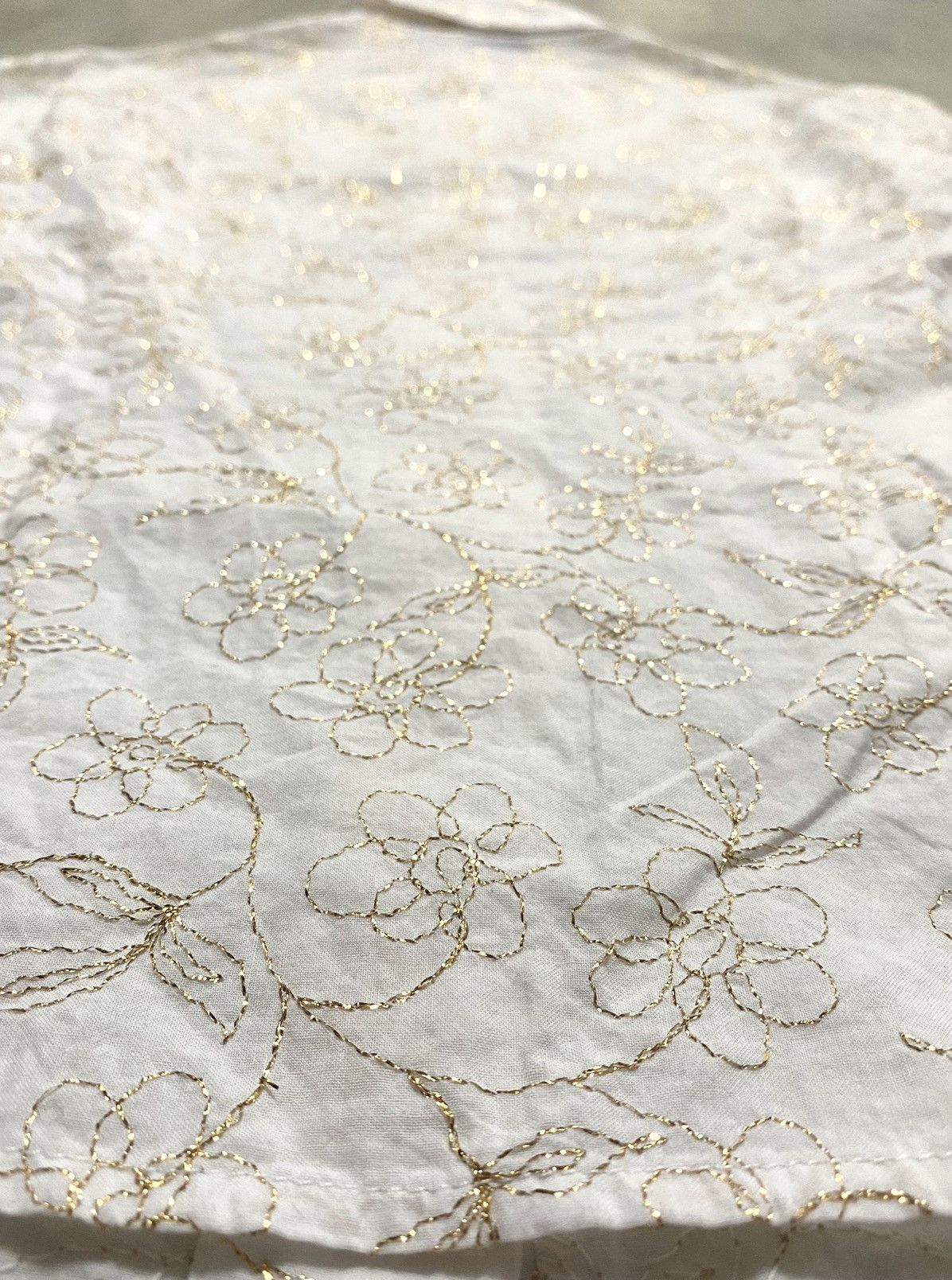 Moschino Women’s Moschino White Shirt Golden Floral Embroidery Decor Size S / US 4 / IT 40 - 12 Thumbnail