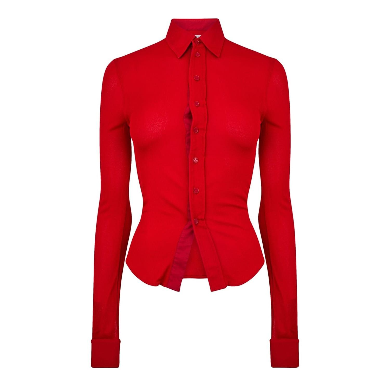 Bottega Veneta Bottega Veneta Slim Fit Long Sleeve Shirt in Red Size XS / US 0-2 / IT 36-38 - 1 Thumbnail
