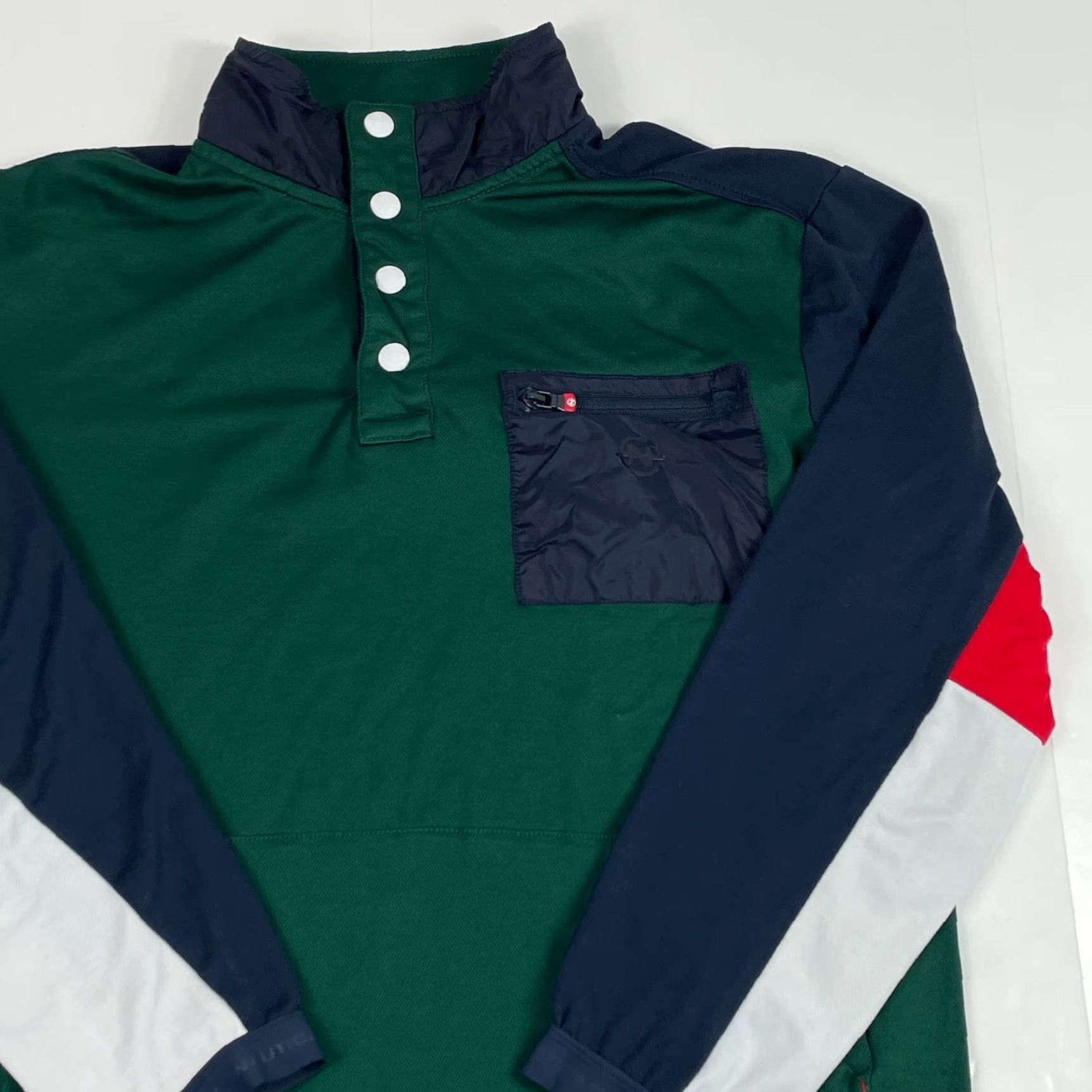 Nautica Nautica Sweater Mens Large Green Competition 1/4 Snap Pullover Hiking Golf Style Pullover Casual Christmas Outdoor Retro Mens Size US L / EU 52-54 / 3 - 3 Thumbnail