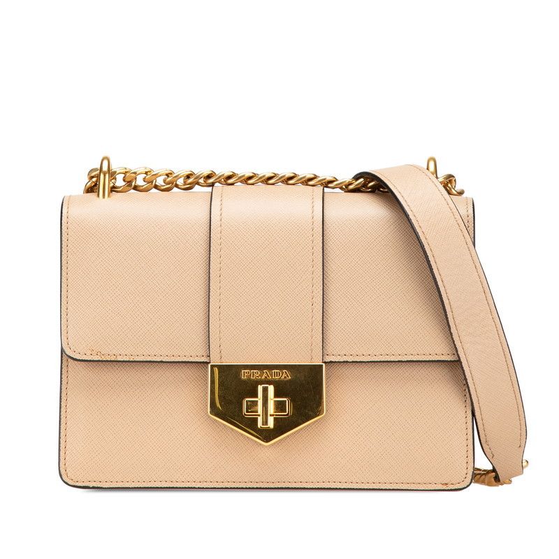 Prada Prada 1Bd089 Saffiano Leather Shoulder Bag Leather Crossbody Bag 1Bd089 in Beige, Women's