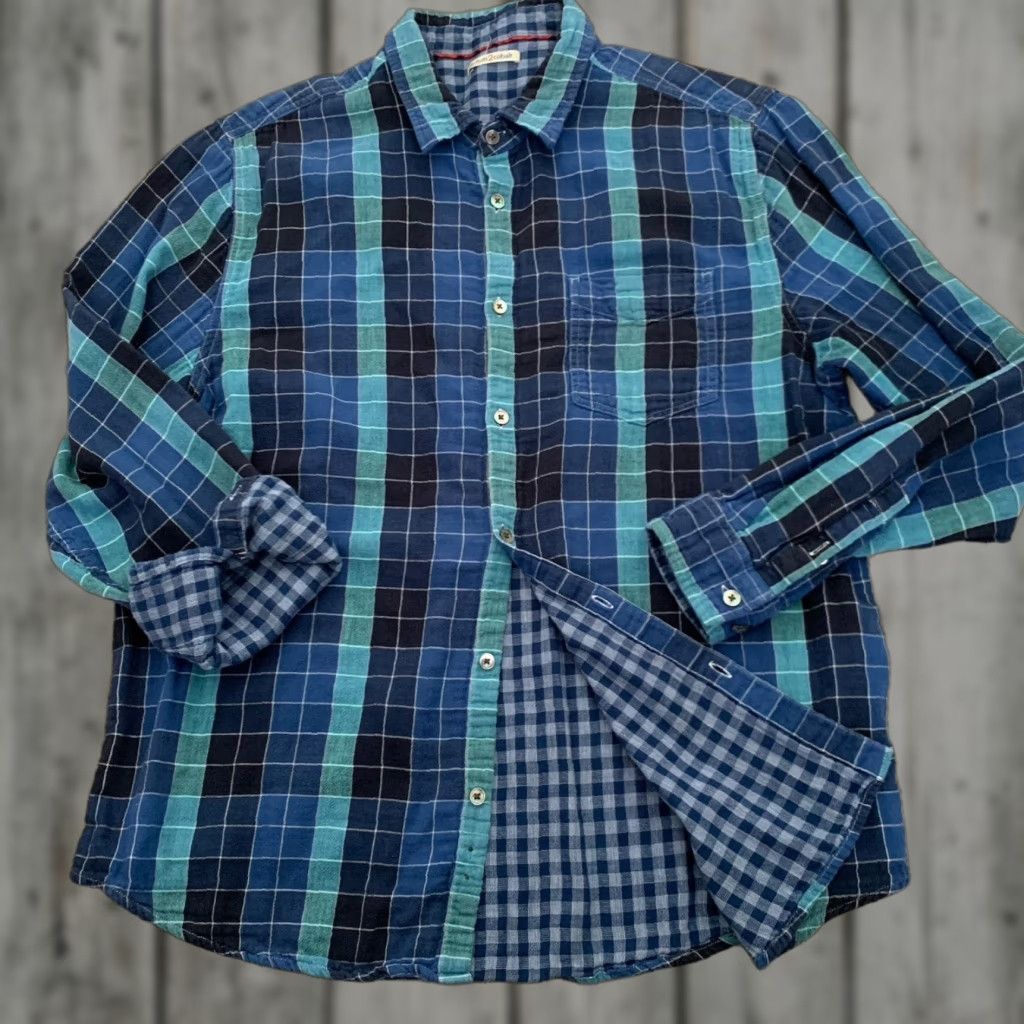 Carbon2Cobalt Carbon2Cobalt Shirt Mens Large Aqua Blue Plaid Button-Up Two-Ply Double Faced Size US L / EU 52-54 / 3 - 1 Thumbnail