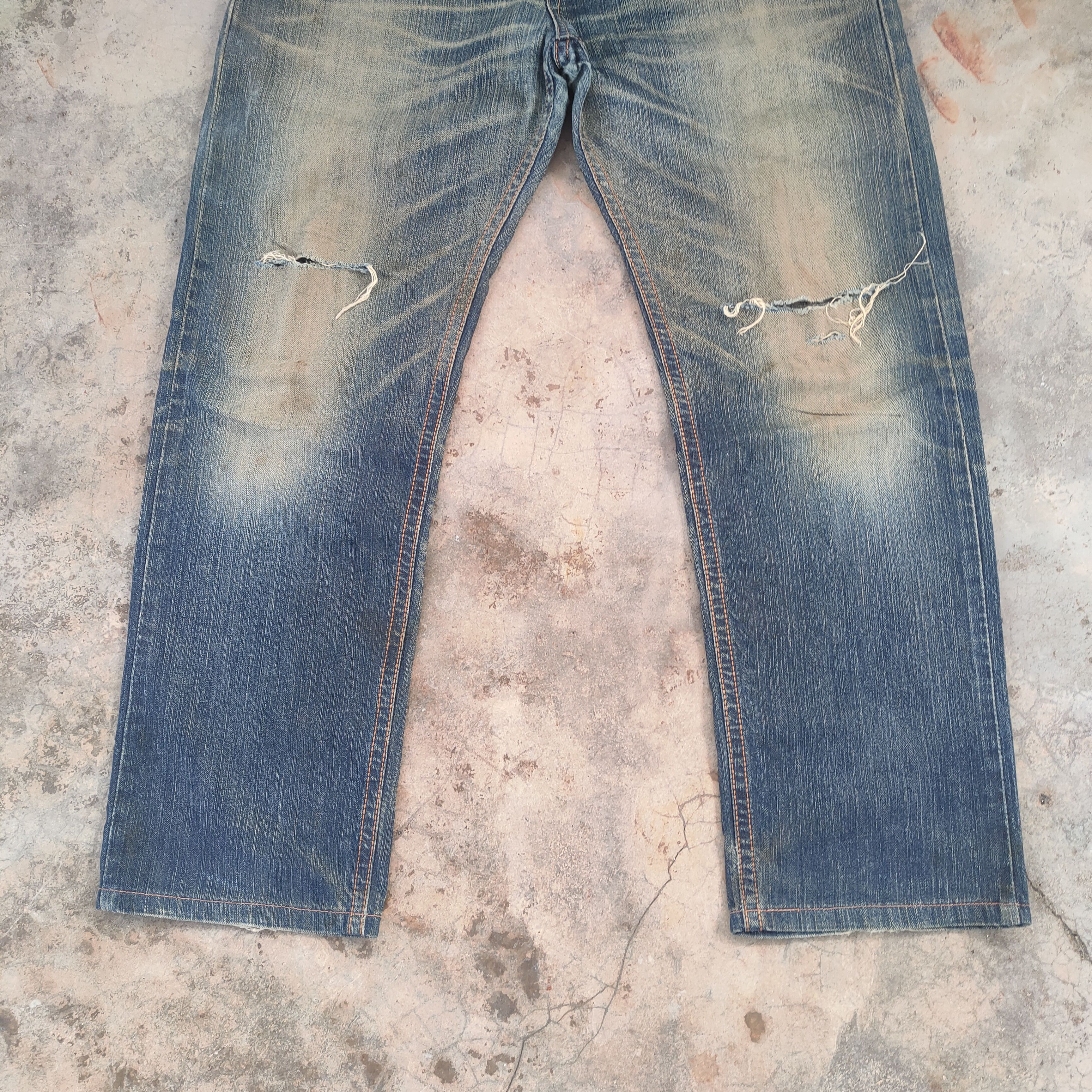 Edwin # EDWIN VINTAGE FADED RIPPED DISTRESSED JEAN PANTS Size US 34 / EU 50 - 5 Thumbnail