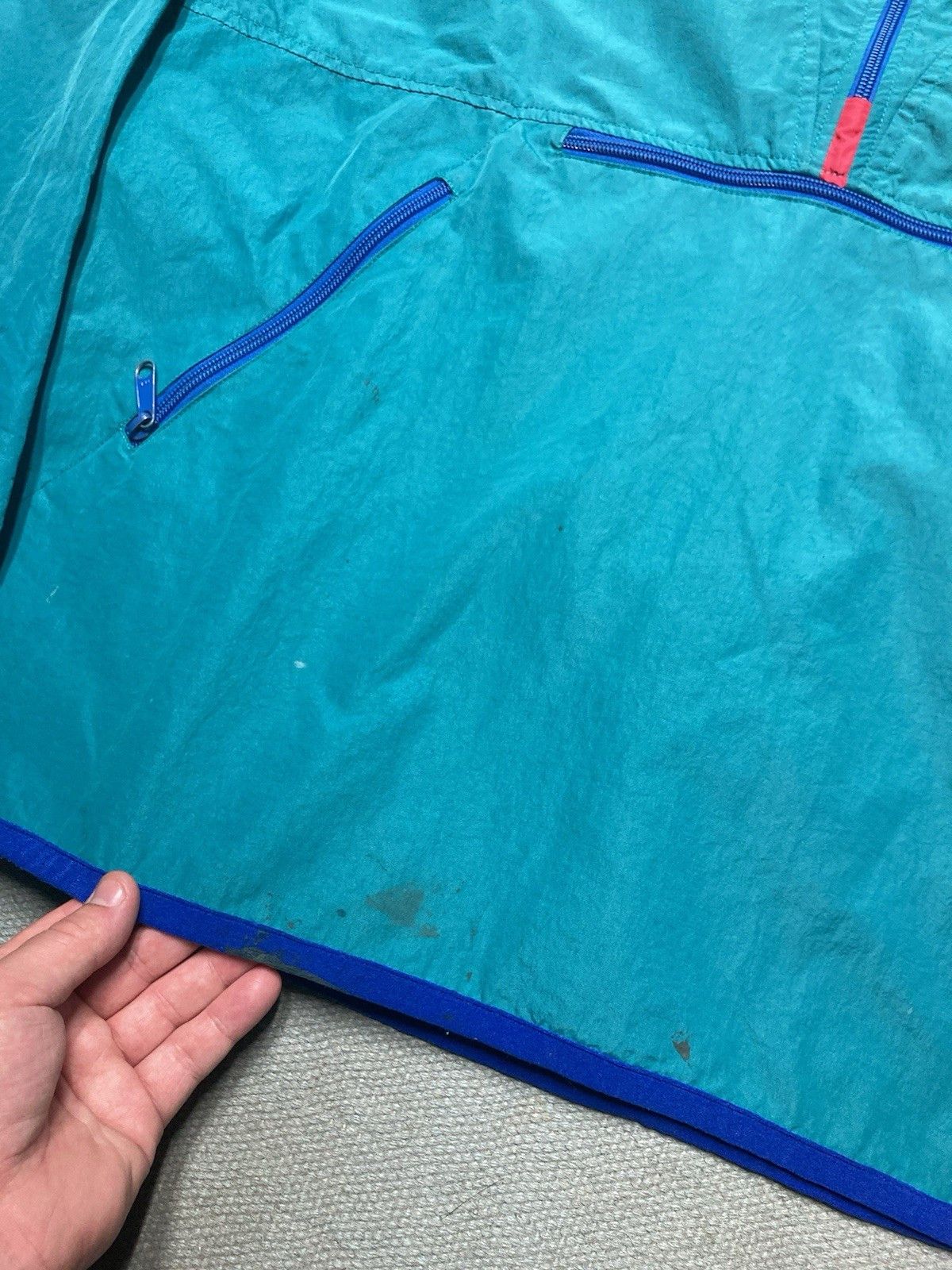 Vintage 80s anorak windbreaker jacket pullover half zip teal blue XL Size US XL / EU 56 / 4 - 3 Thumbnail