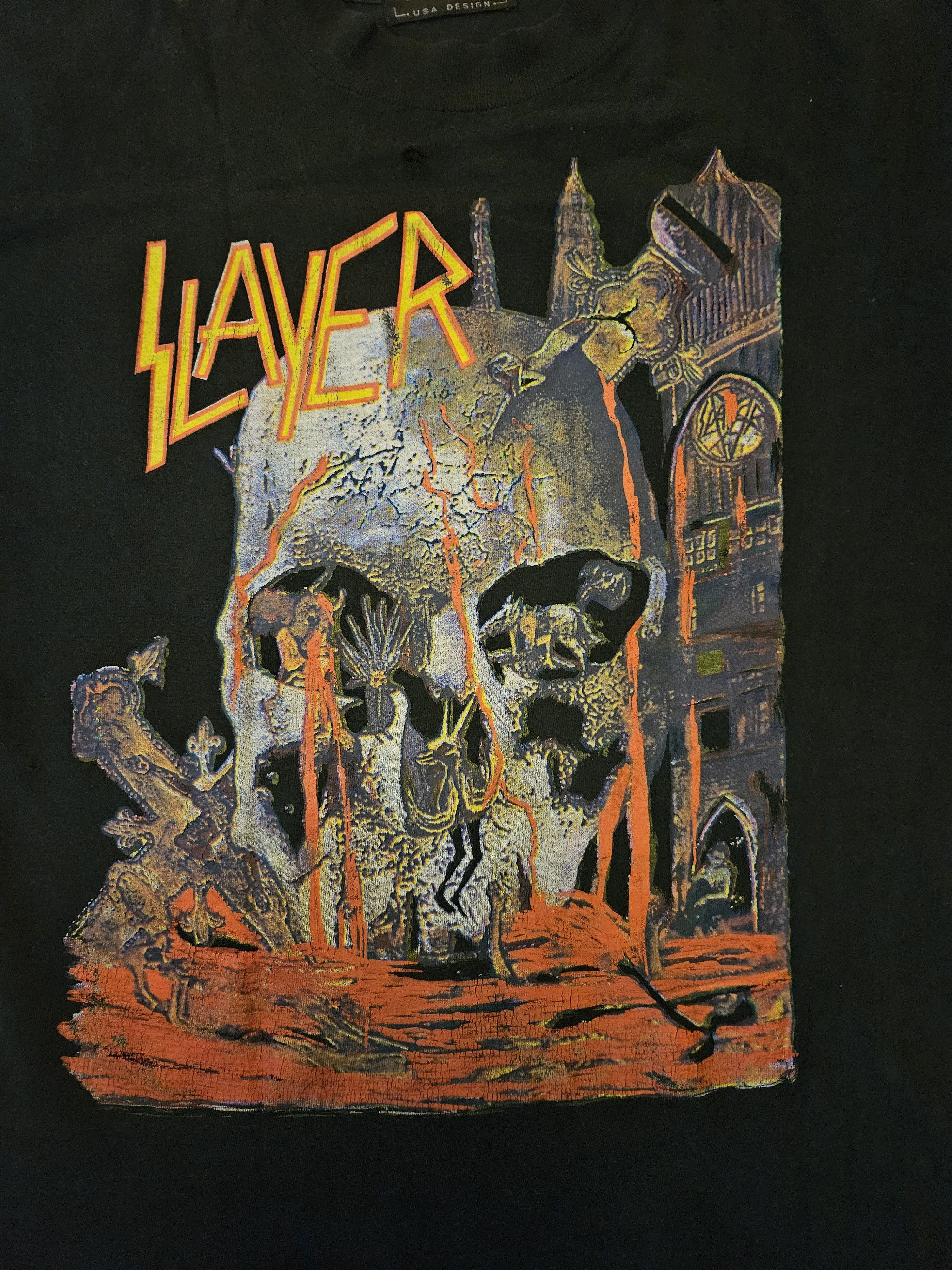 Vintage Vintage Distress Bootleg Slayer Band Tshirt Size US L / EU 52-54 / 3 - 3 Thumbnail