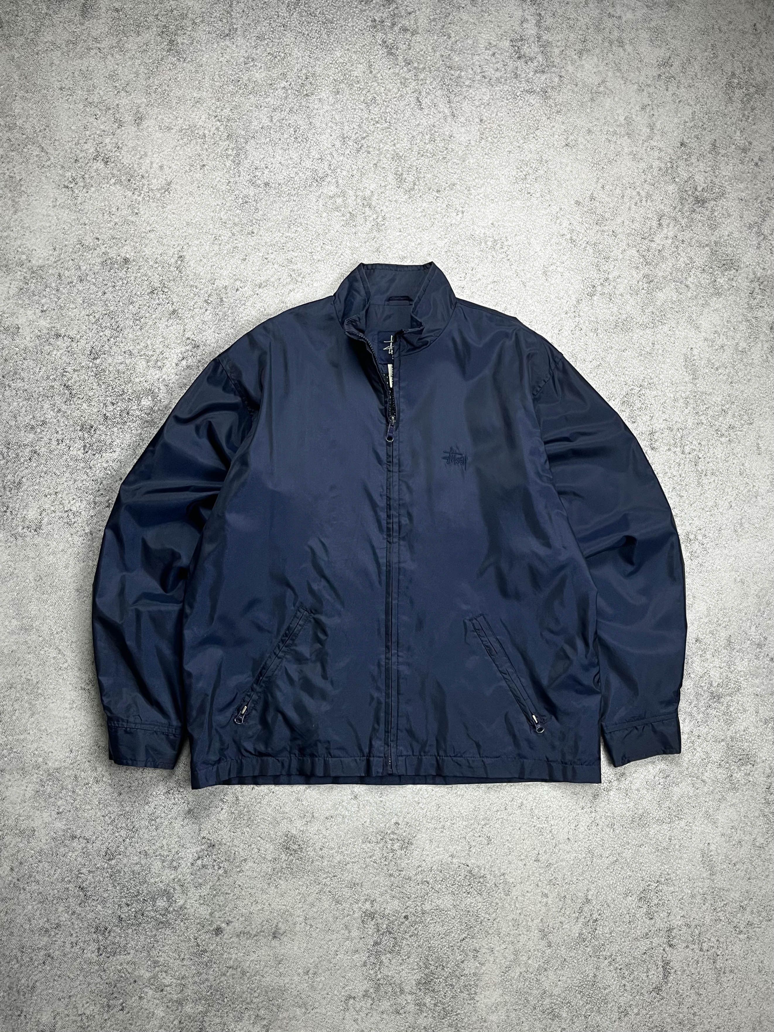 image of Vintage 90's Made In Usa Stussy Track Jacket in Blue, Men's (Size Medium)