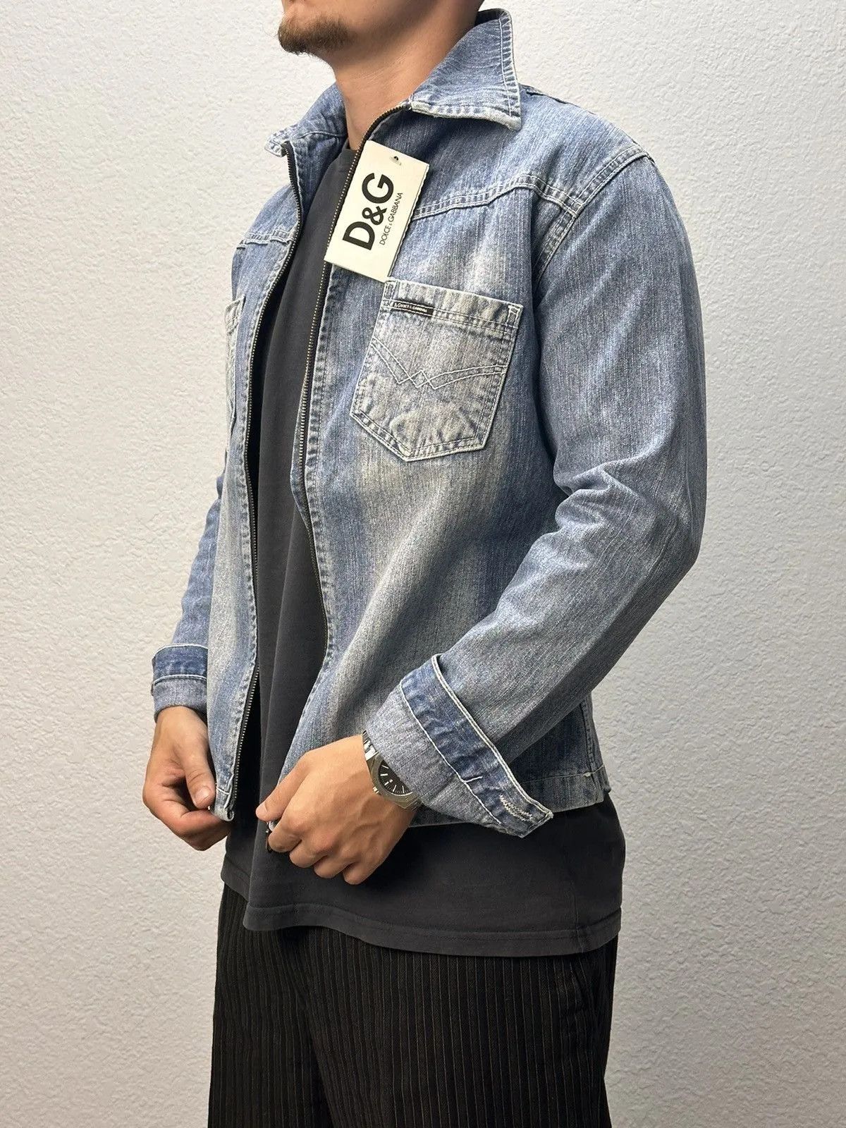 If Six Was Nine Dolce Gabbana Jacket Leather Denim Vintage Diesel style Punk Size US S / EU 44-46 / 1 - 6 Thumbnail