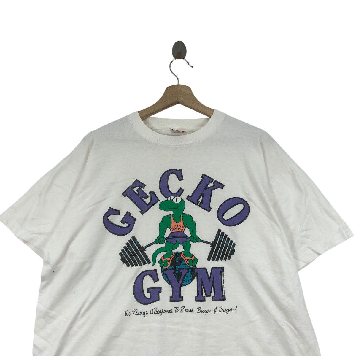 Fruit Of The Loom Vintage GECKO GYM By Fruit Of The Loom Animal T-Shirt Size US XL / EU 56 / 4 - 2 Thumbnail