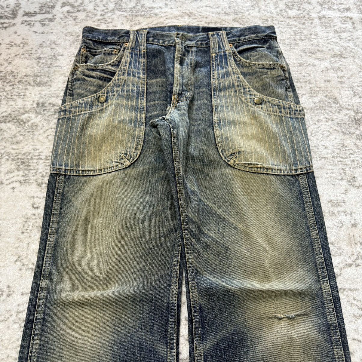 Kapital 2000s Antgauge Japan Reconstructed Pinstripe Panel Denim Size US 33 - 3 Thumbnail
