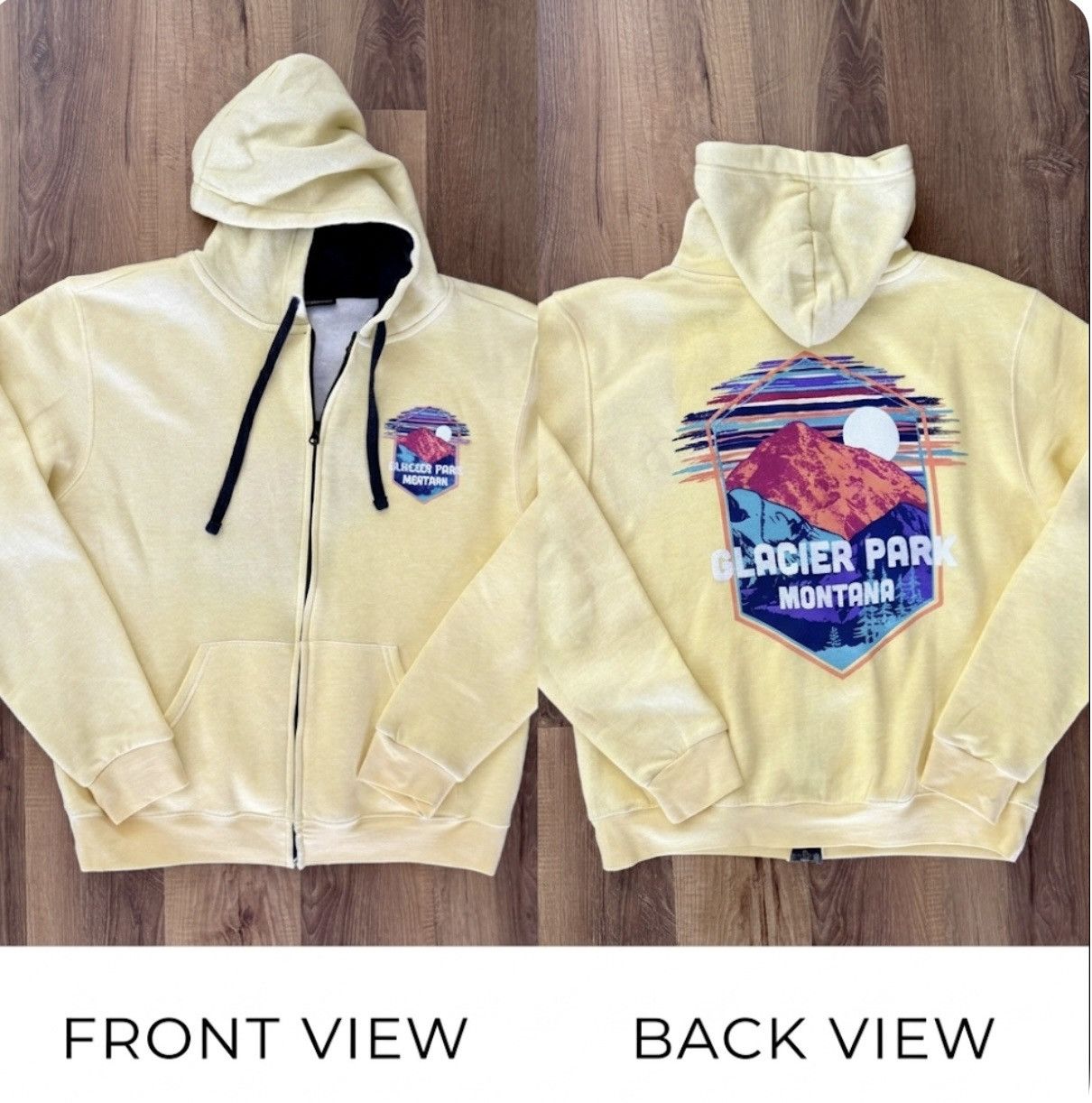 Other Glacier Park Montana Yellow Medium Hoodie Zip Up Sweatshirt Size M / US 6-8 / IT 42-44 - 11 Thumbnail