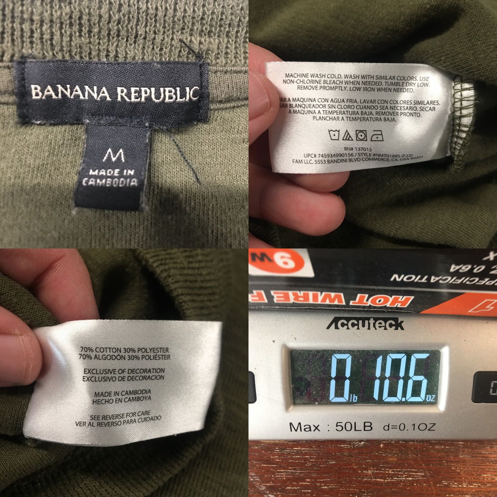 Banana Republic Banana Republic Raglan Sleeve Tee Tshirt Mens M Green Long Sleeve Cotton Blend Size US M / EU 48-50 / 2 - 9 Thumbnail