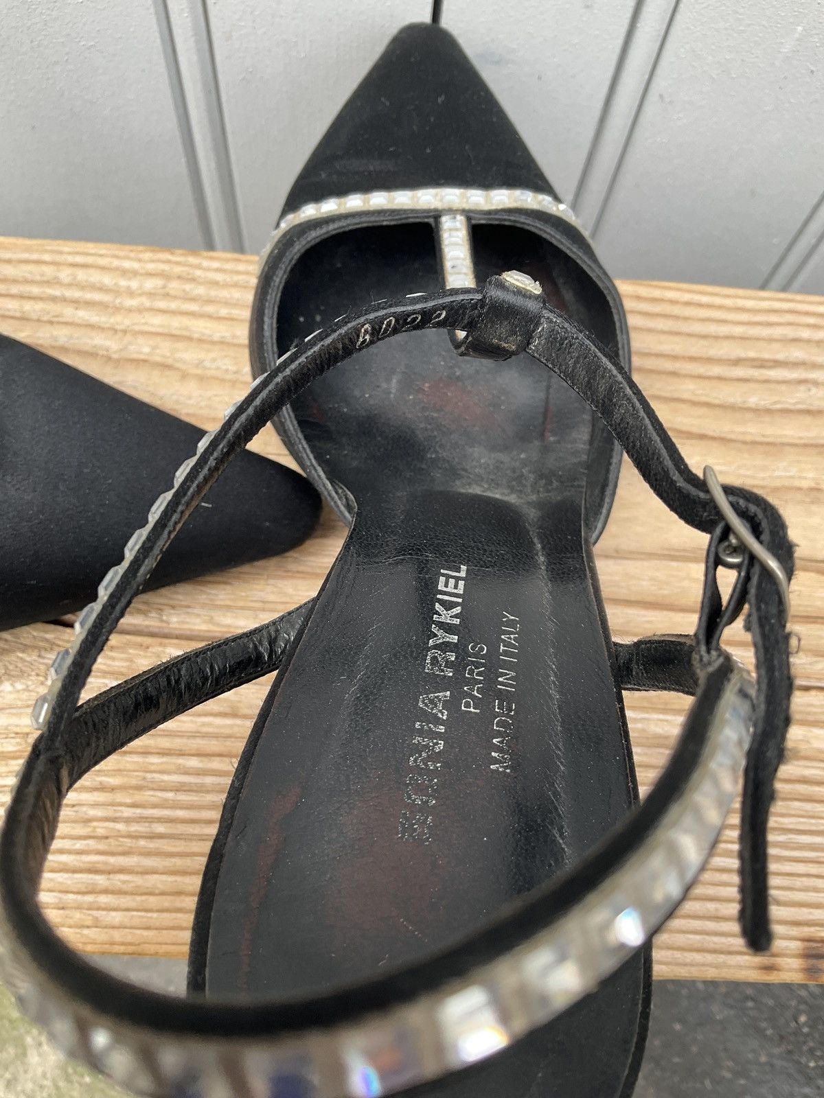 Sonia Rykiel Sonia Rykiel black satin heels with rhinestones straps Size US 7.5 / IT 37.5 - 10 Thumbnail