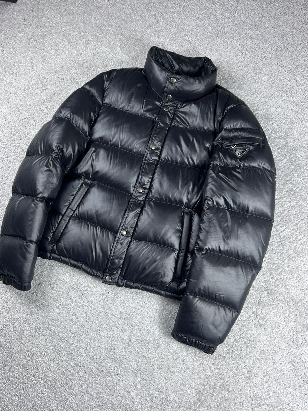Prada Prada Black Shiny Triangle Down Puffer Jacket Size M Size US M / EU 48-50 / 2 - 1 Thumbnail
