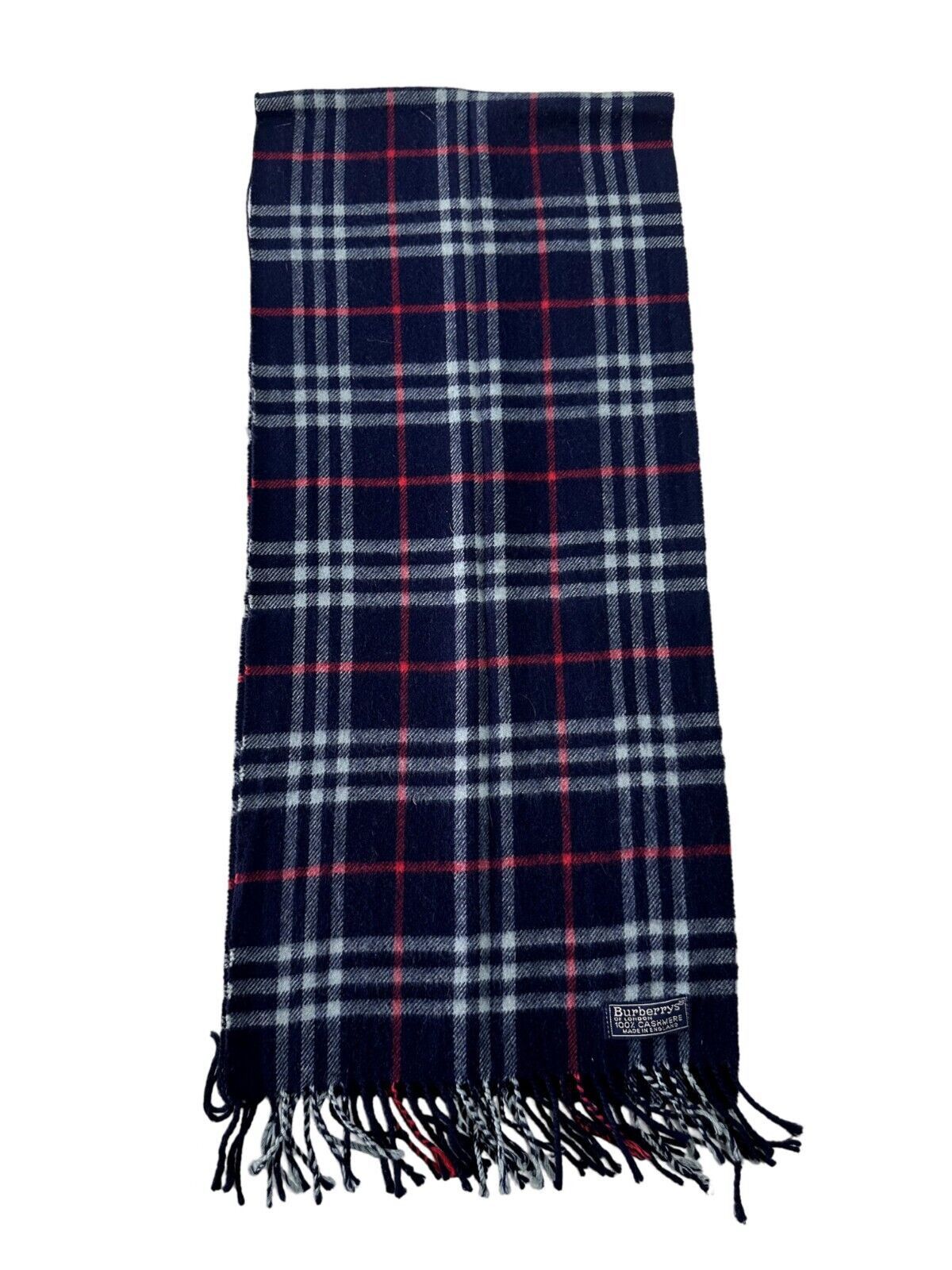 Burberry Burberrys Authentic Unisex Scarf Navy Blue 100% Cashmere Size ONE SIZE - 4 Thumbnail