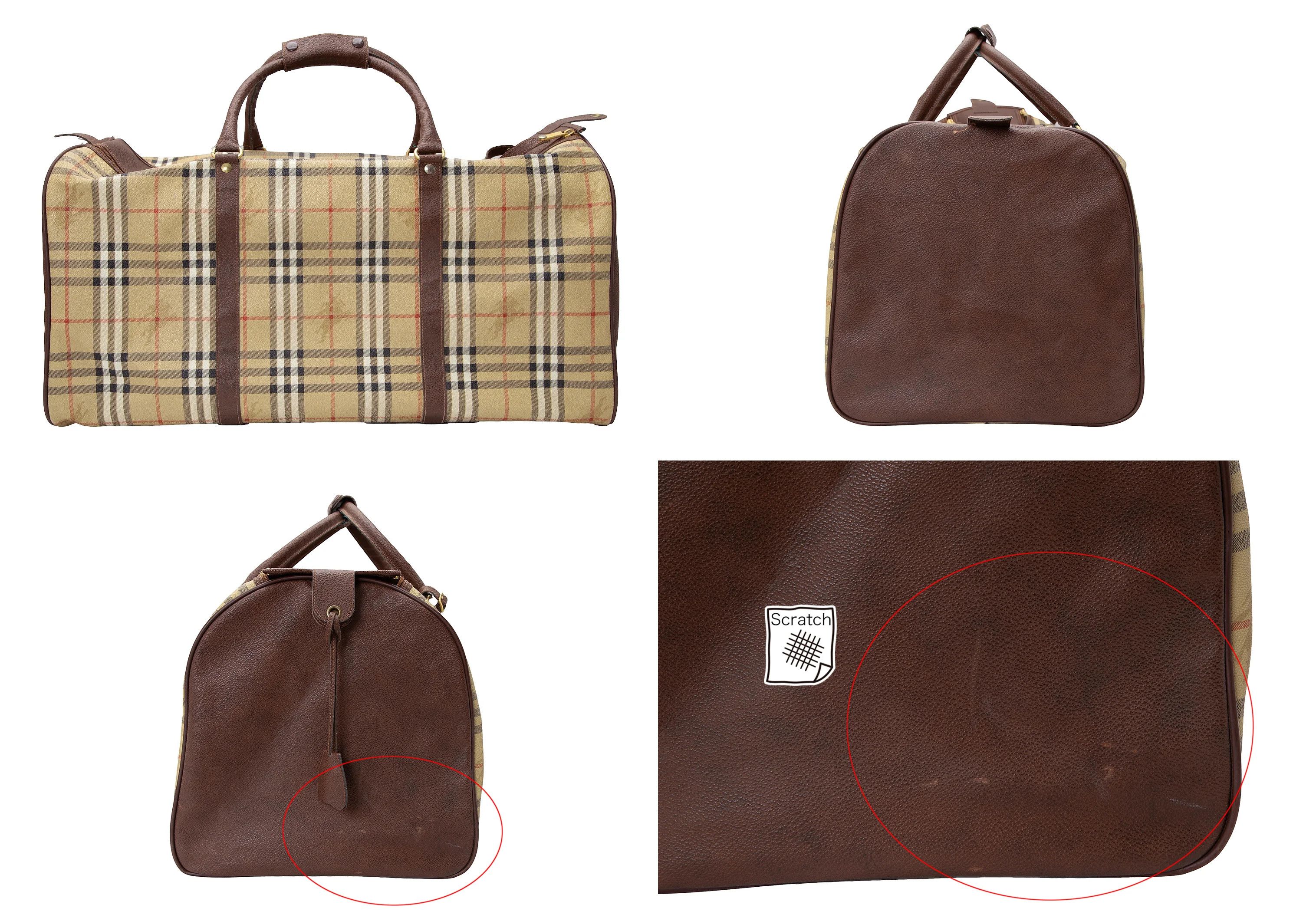 Burberry Haymarket Check Double Zip Boston Bag in Beige Size ONE SIZE - 5 Thumbnail